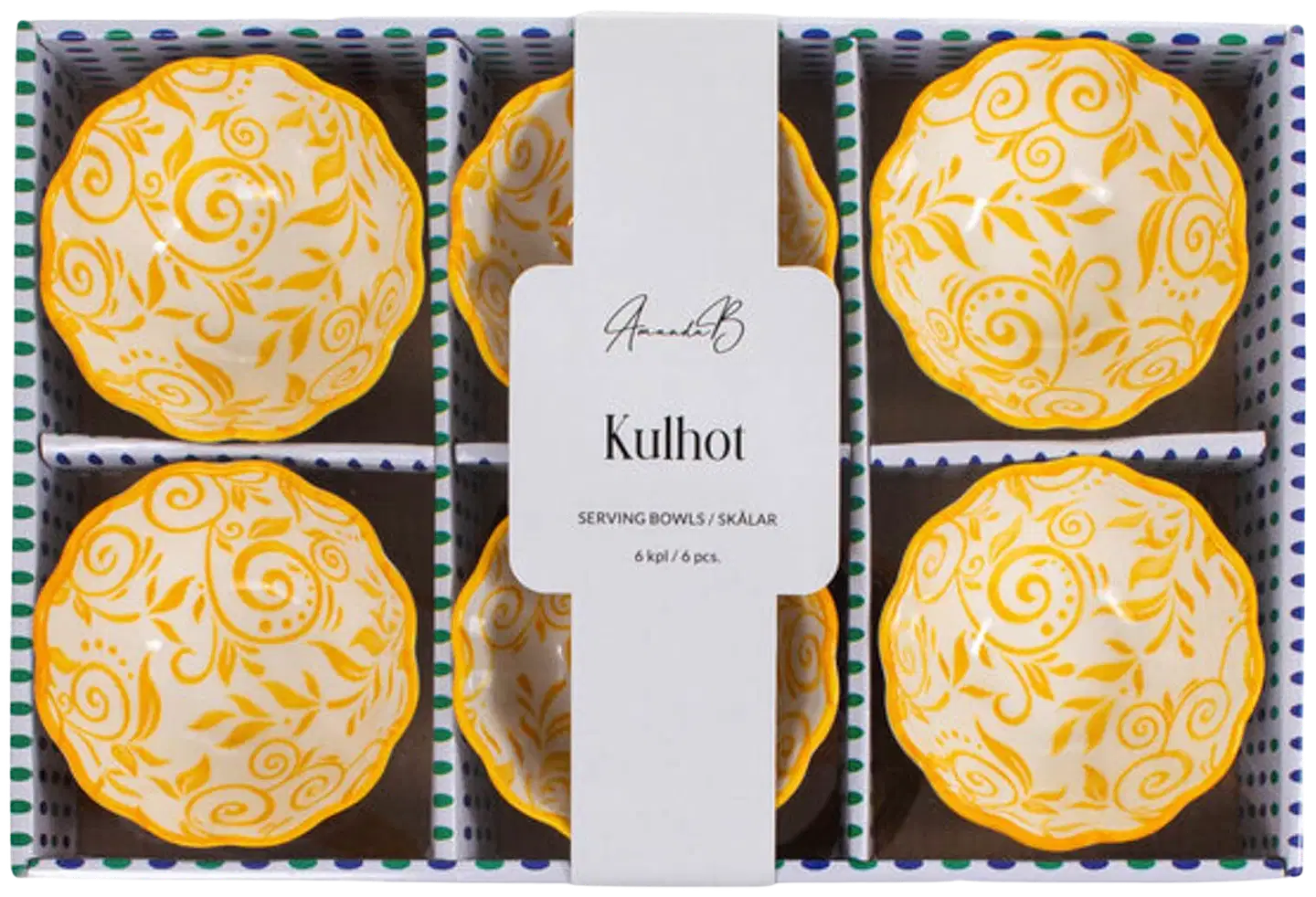 AmandaB kulhosetti 6kpl keltainen
