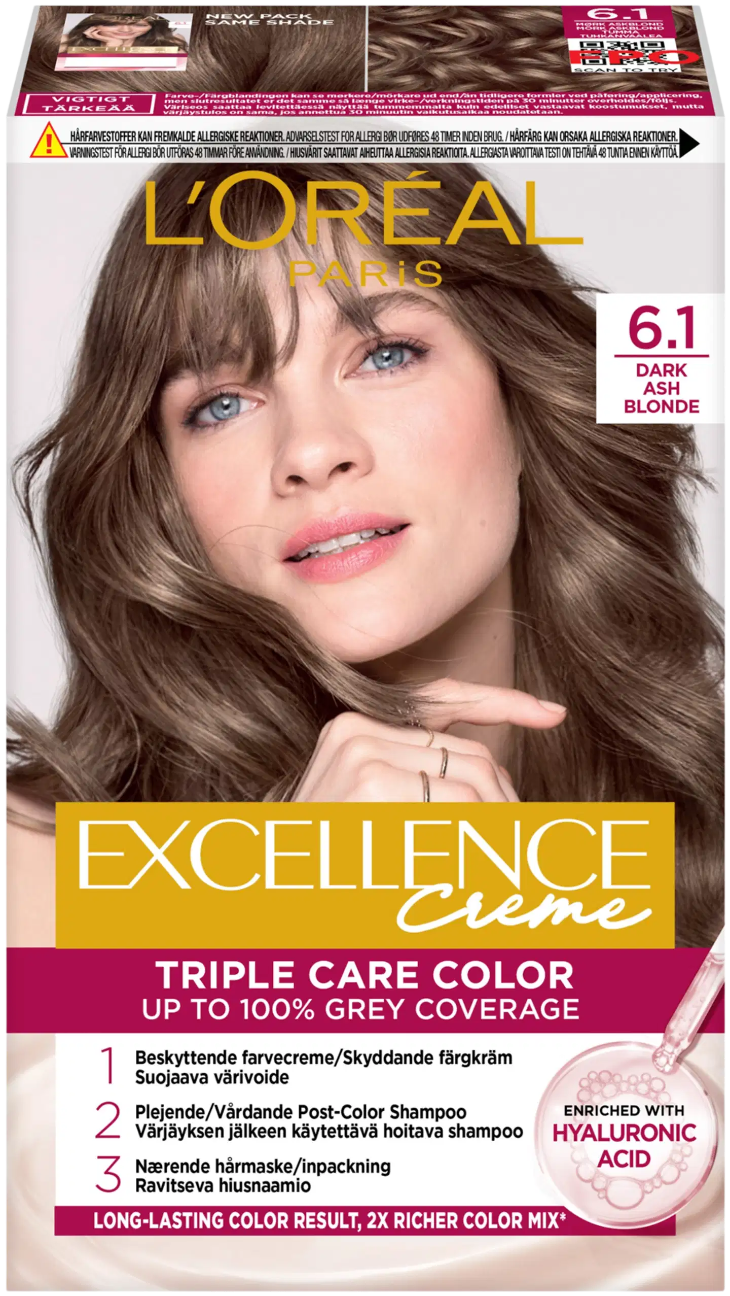 Excellence Creme 6.1 Dark Ash Blonde - 1