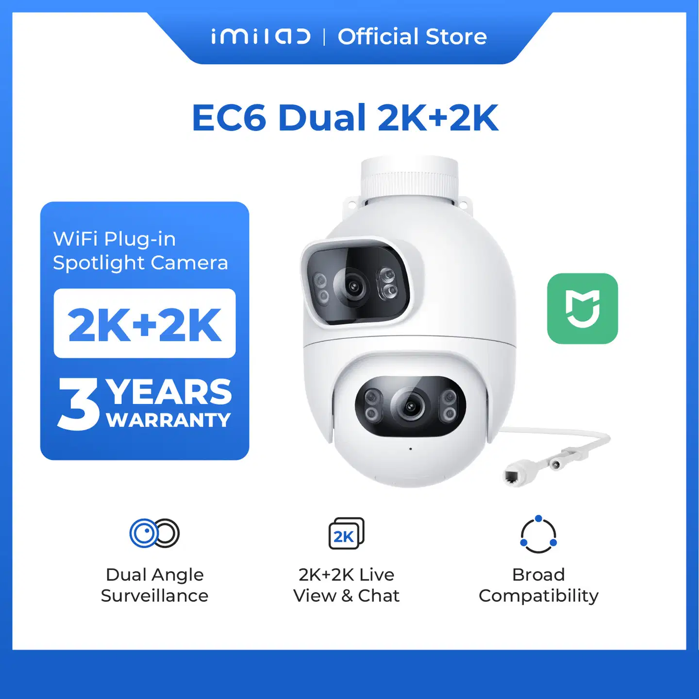 Imilab EC6 Dual 2K+2K WiFi -valvontakamera kahdella objektiivilla ulkokäyttöön CMSXJ68A - 13