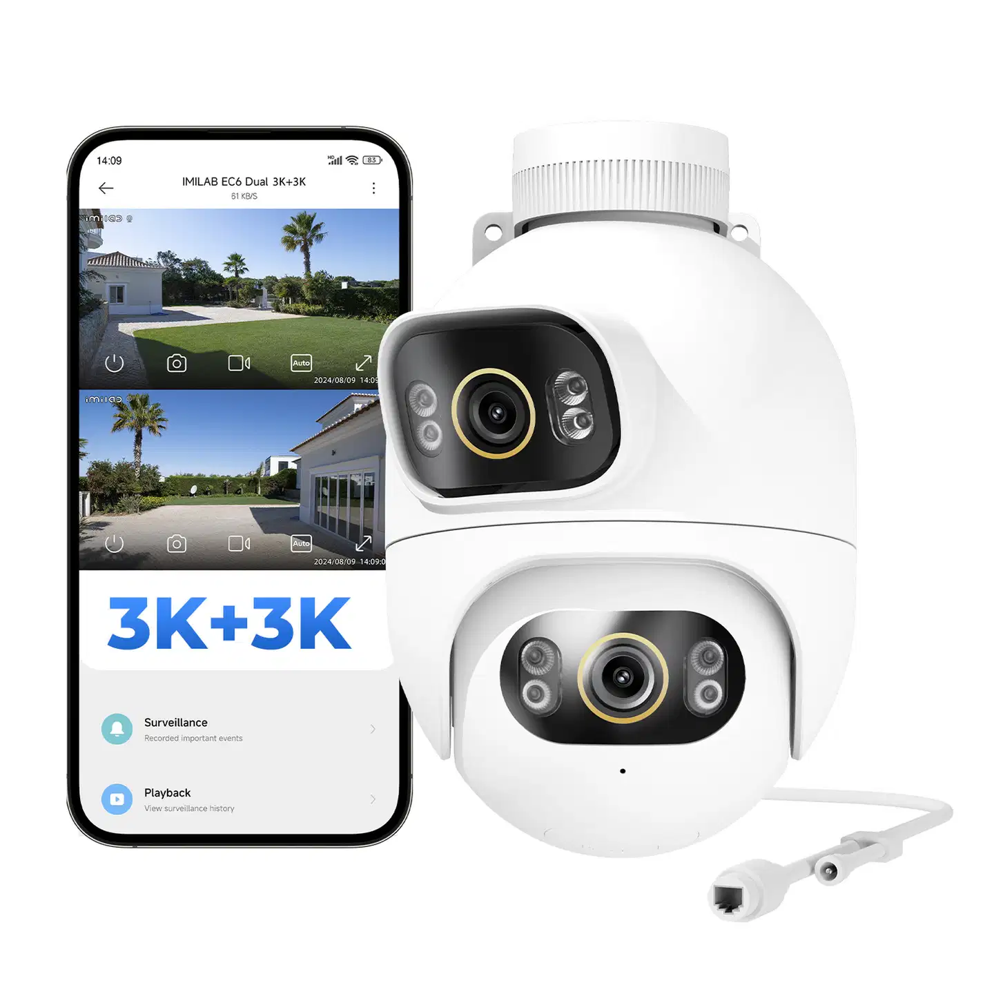 Imilab EC6 Dual 3K+3K WiFi -valvontakamera kahdella objektiivilla ulkokäyttöön CMSXJ68A - 10