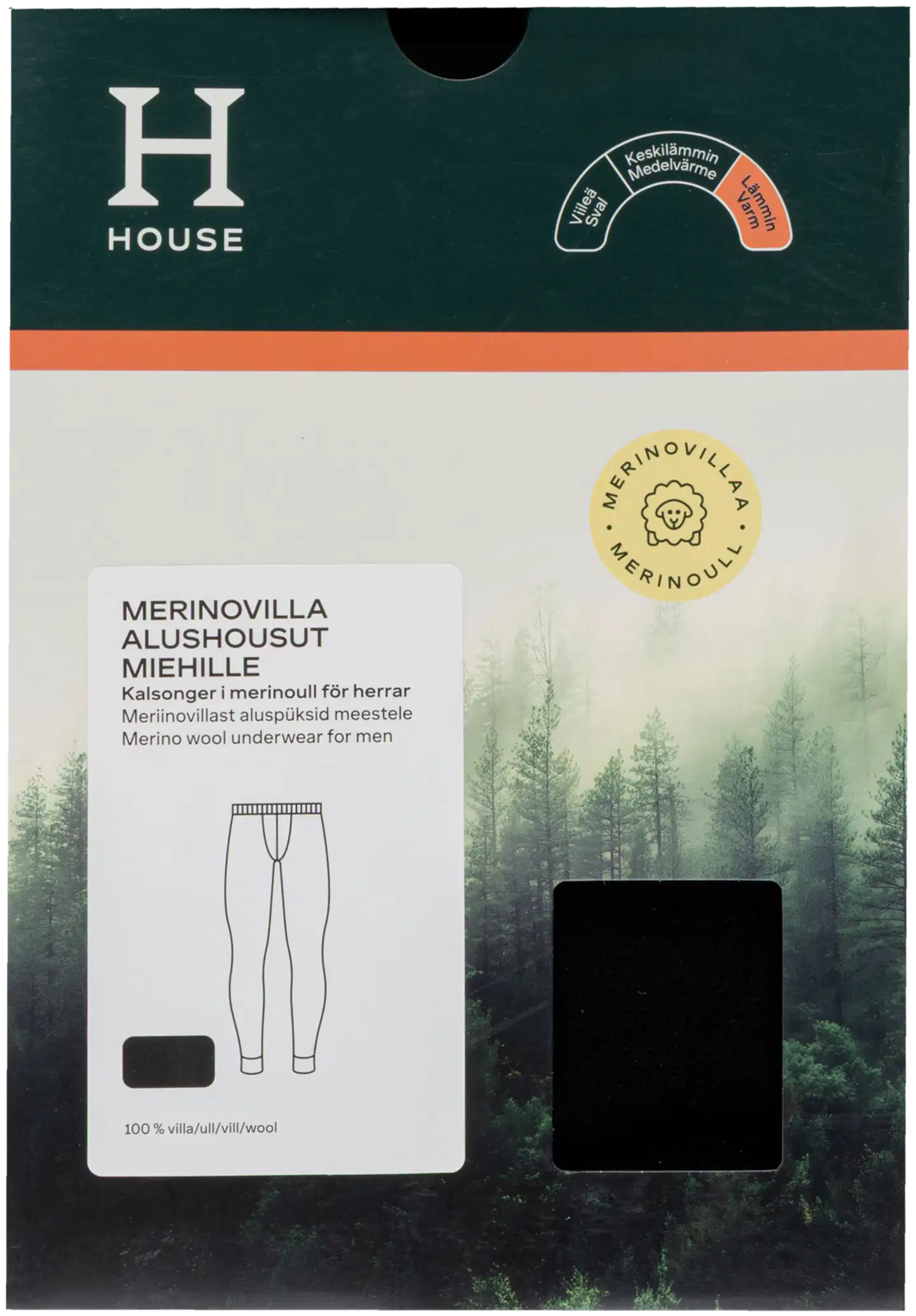 House miesten pitkät merinovilla-alushousut - Black - 7
