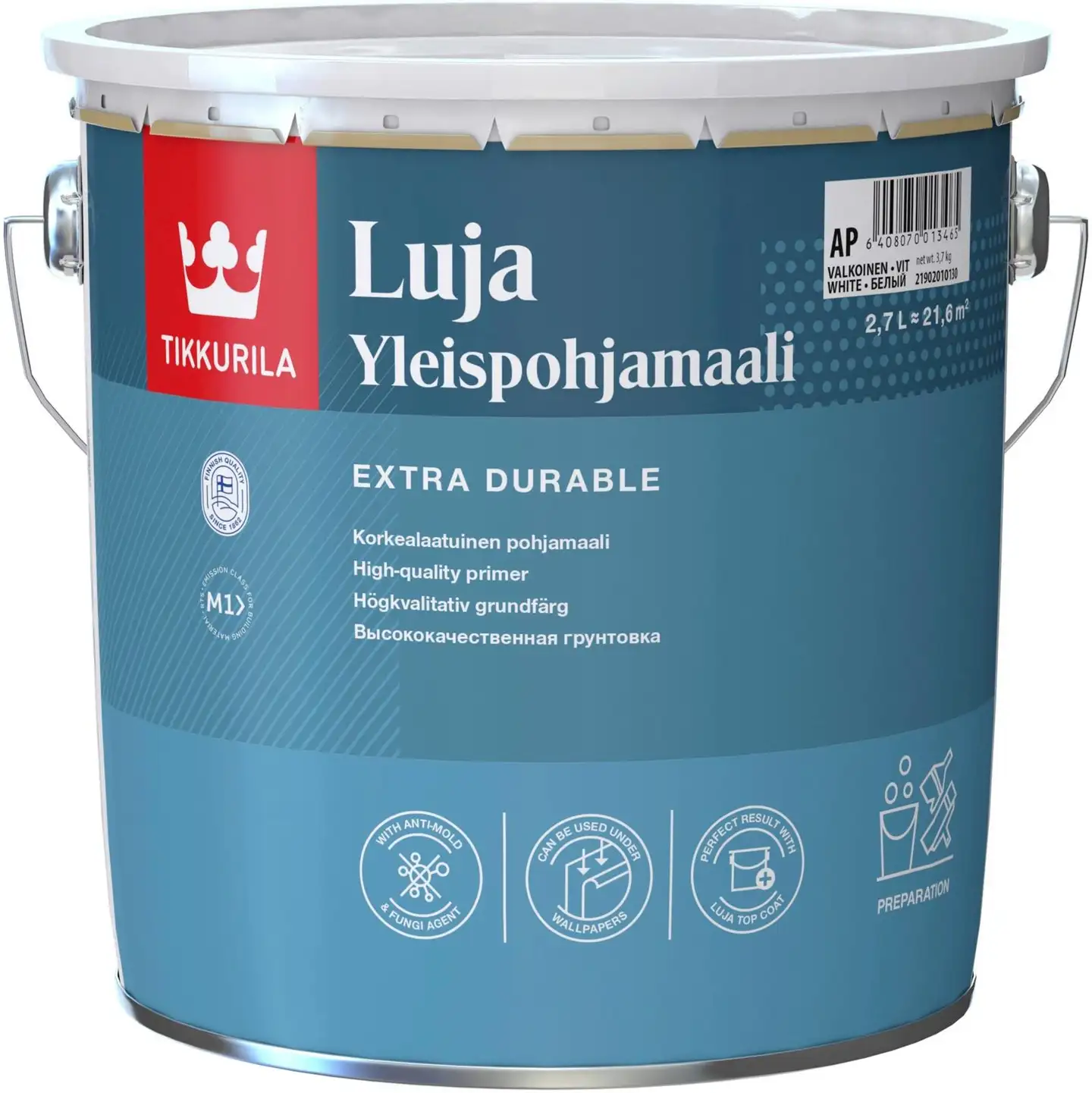 Tikkurila pohjamaali Luja Yleispohjamaali 2,7 l AP valkoinen sävytettävissä täyshimmeä