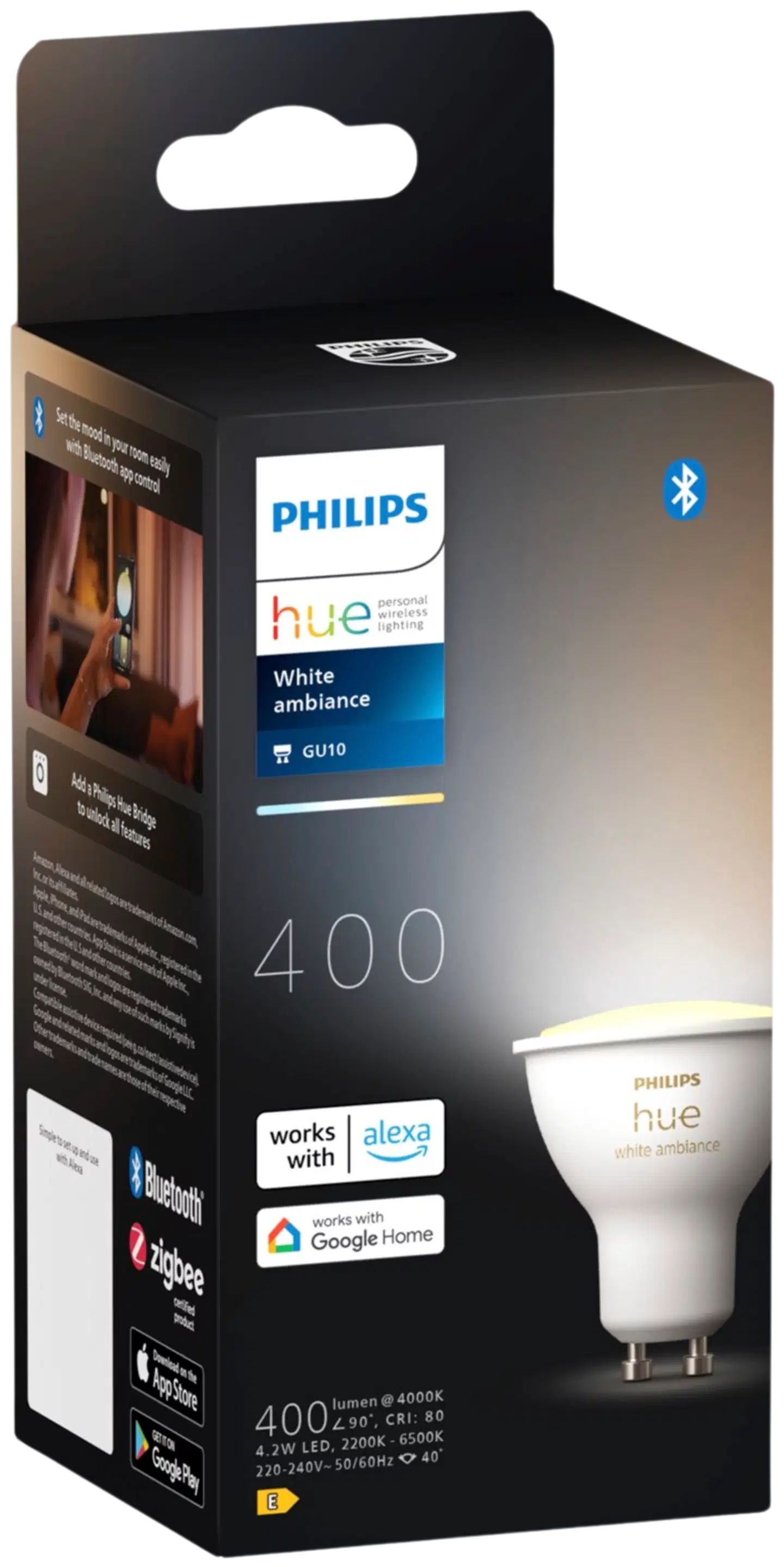 Philips Hue GU10 kohdelamppu 4.2W 2200-6500K 400LM lämmin valkoinen - 2