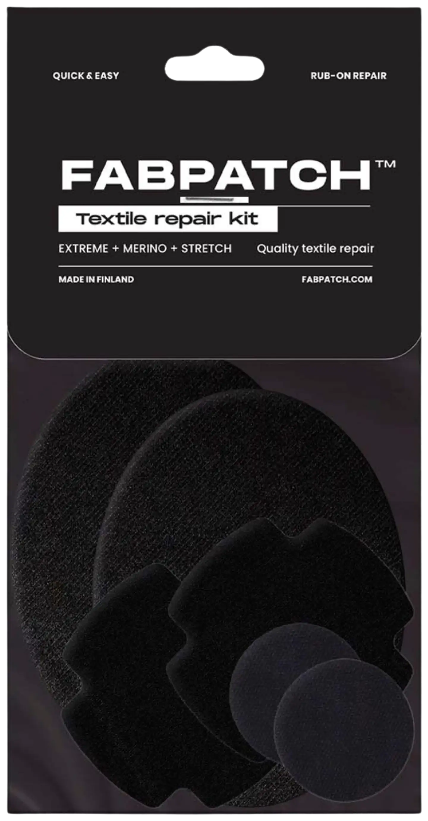 FabPatch Vaatelaastari,  Textile Repair kit 6 kpl, hankaamalla kiinnittyvä tekstiilien korjauspaikka - 1