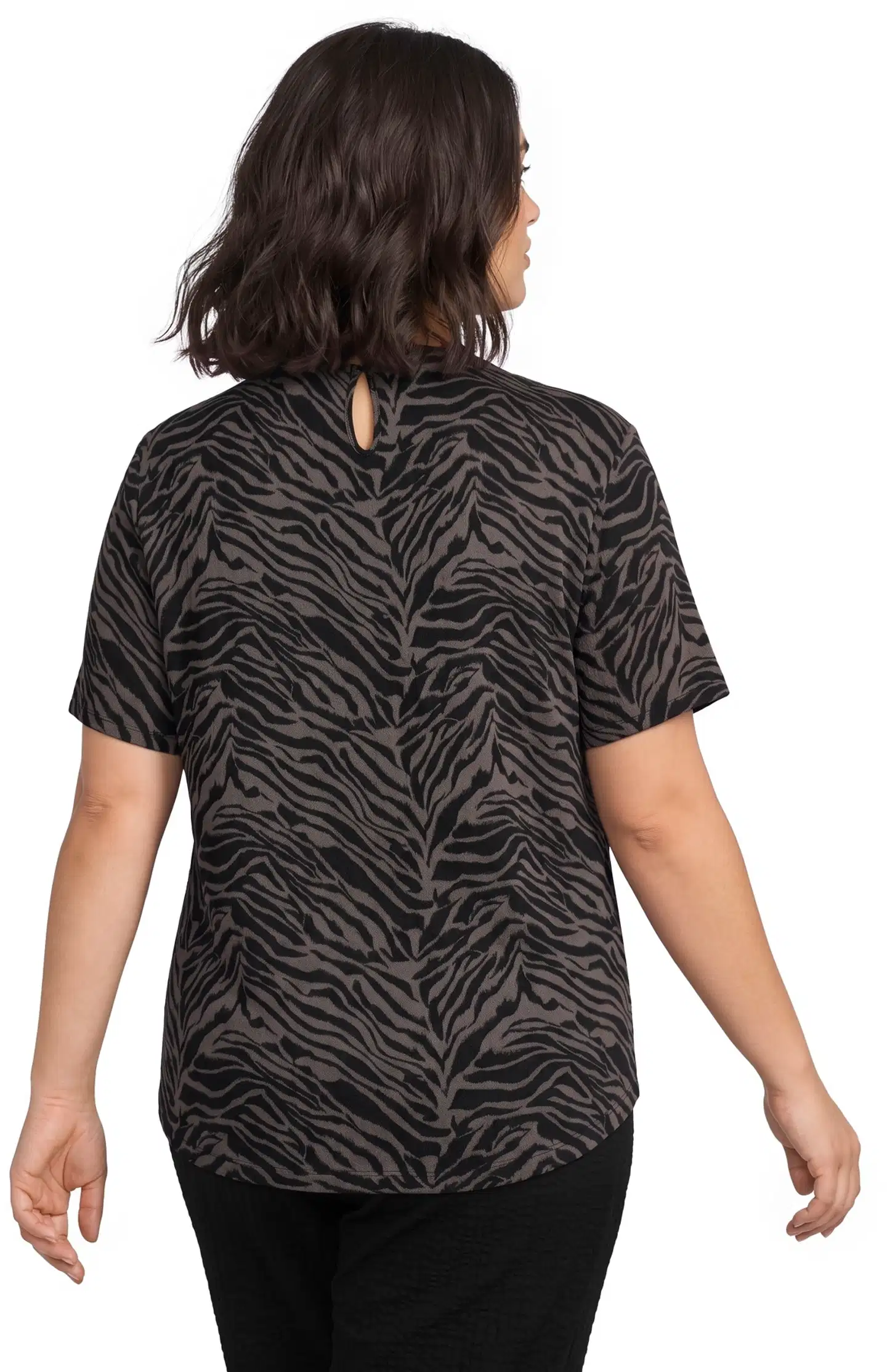 House naisten toppi zebra-kuosi 213HP40265, D-mitoitus - Black&Grey AOP - 3