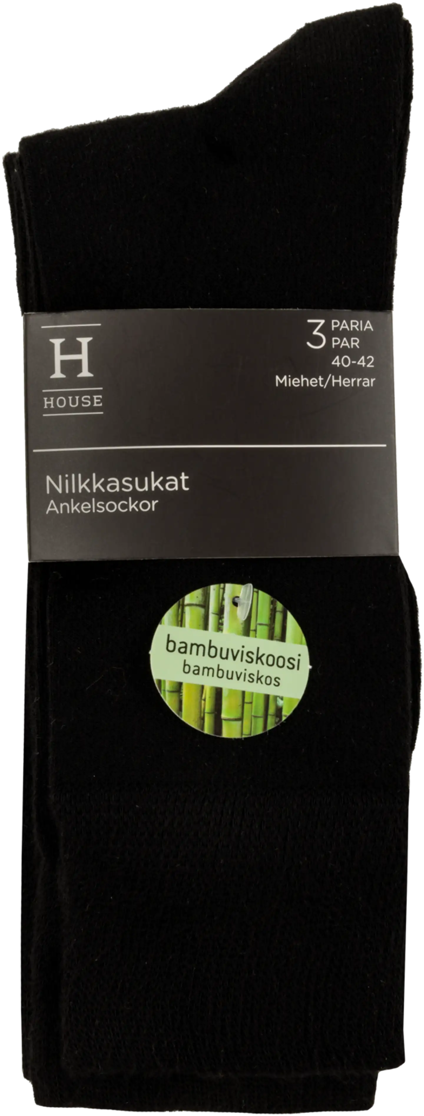 House miesten nilkkasukat 3P bambu 193HNO2305 - BLACK - 2