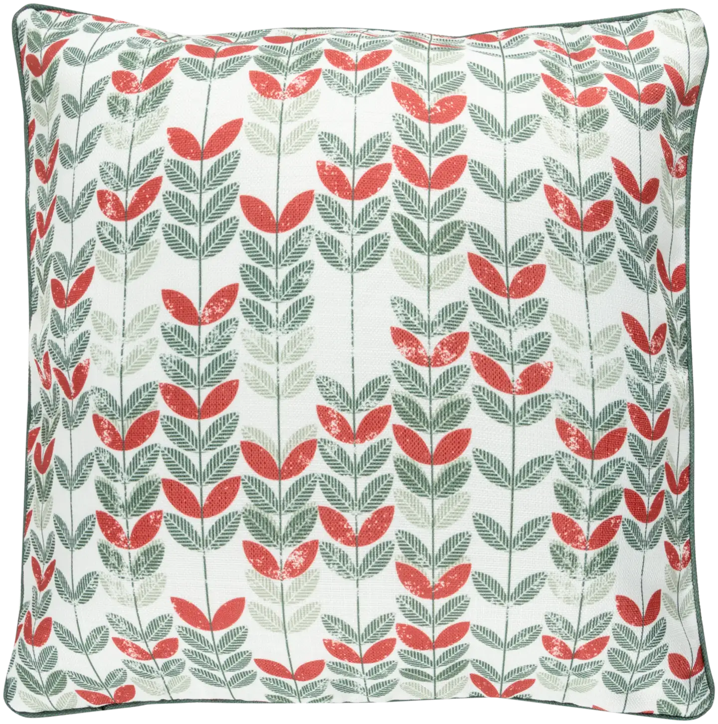 House sisustustyynynpäällinen Leaves 50x50 cm punainen/ vihreä/ valkoinen - 1