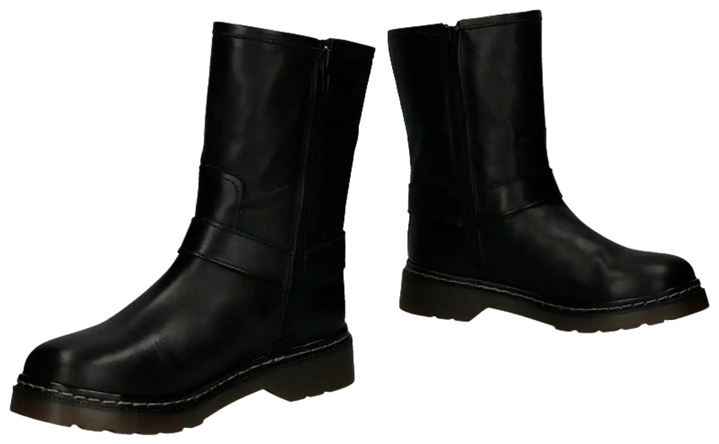 WKLY. naisten nahkaiset biker-bootsit Rock - Blk - 4