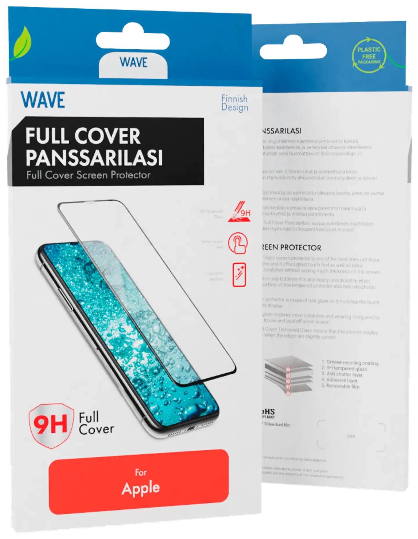 Wave Full Cover Panssarilasi, Apple iPhone 16, Musta Kehys