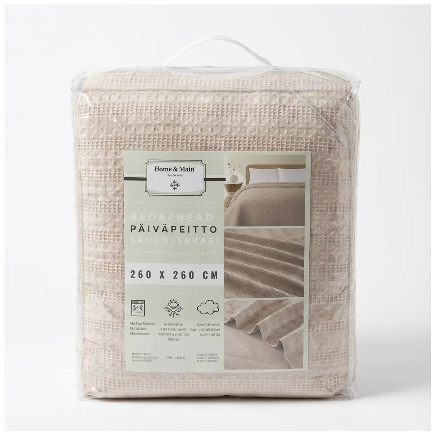 Home & Main päiväpeitto Waffle Jacq 260x260 cm beige - 1