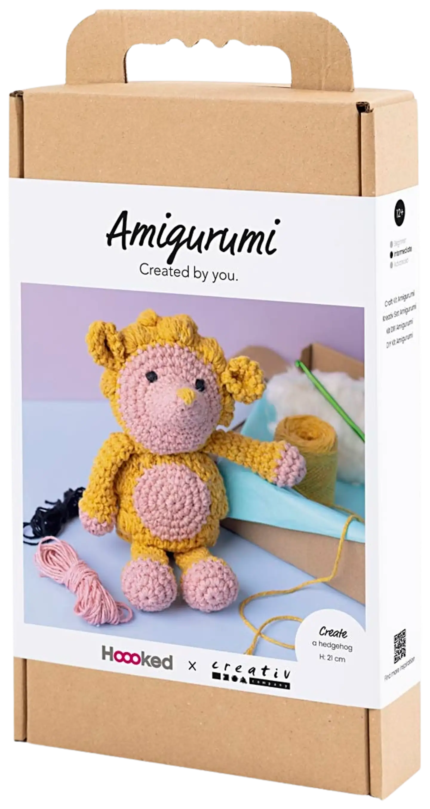 Amigurumi Askartelusetti, Siili, vaaleanrosa, lämmin keltainen, 1pkk/ 1 pkt - 3