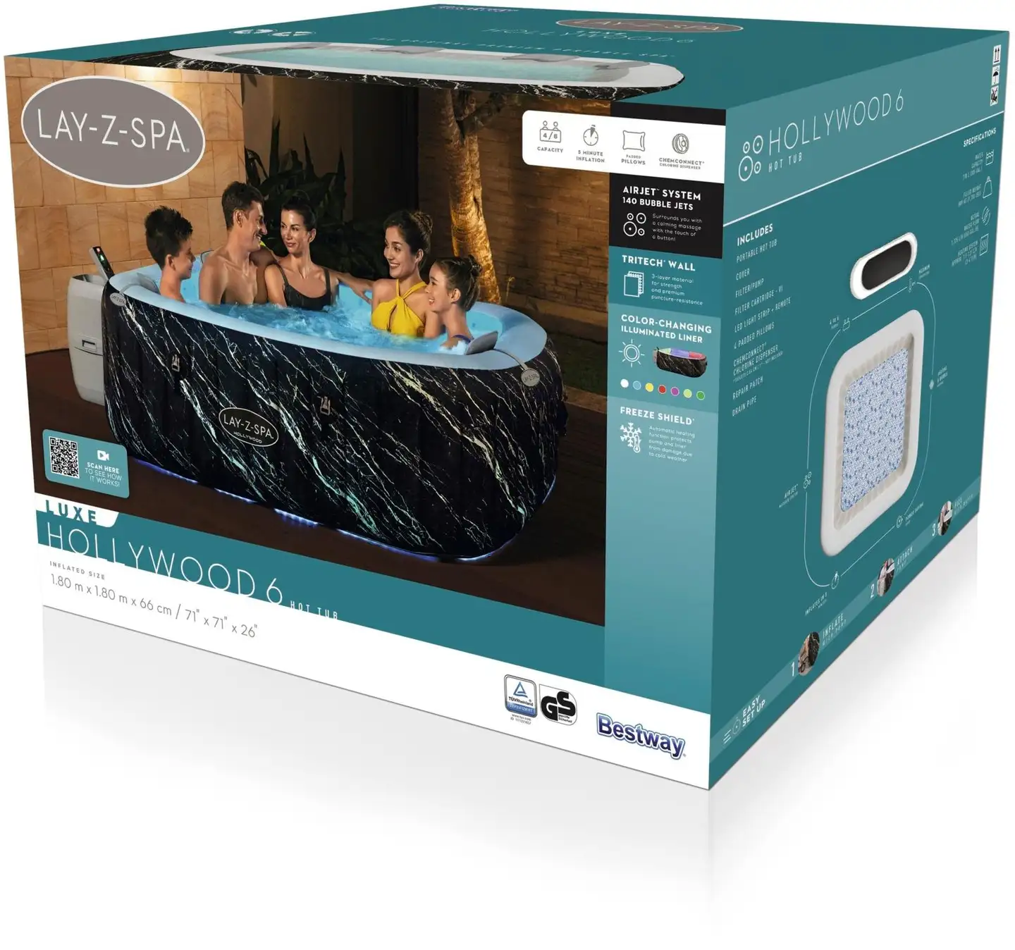 Lay-Z-Spa Hollywood Luxe Airjet 180X180X66 Cm - 3