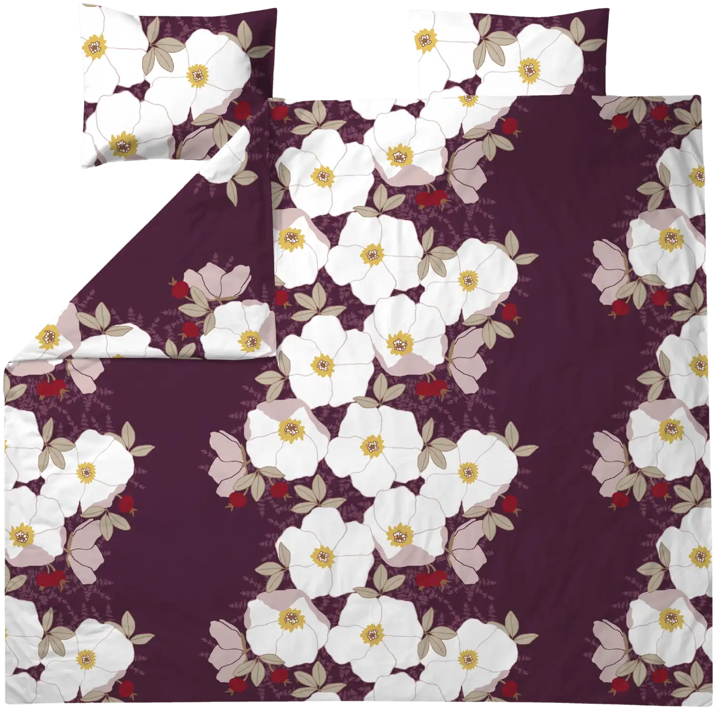 Finlayson satiini pussilakanasetti tupla Rosa 240X210+2x50X60 luumu - 1