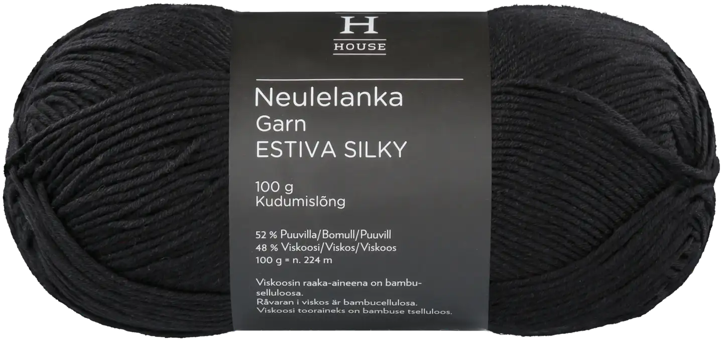 House lanka bambuviskoosi-puuvillasekoite Estiva Silky 100 g Black 217