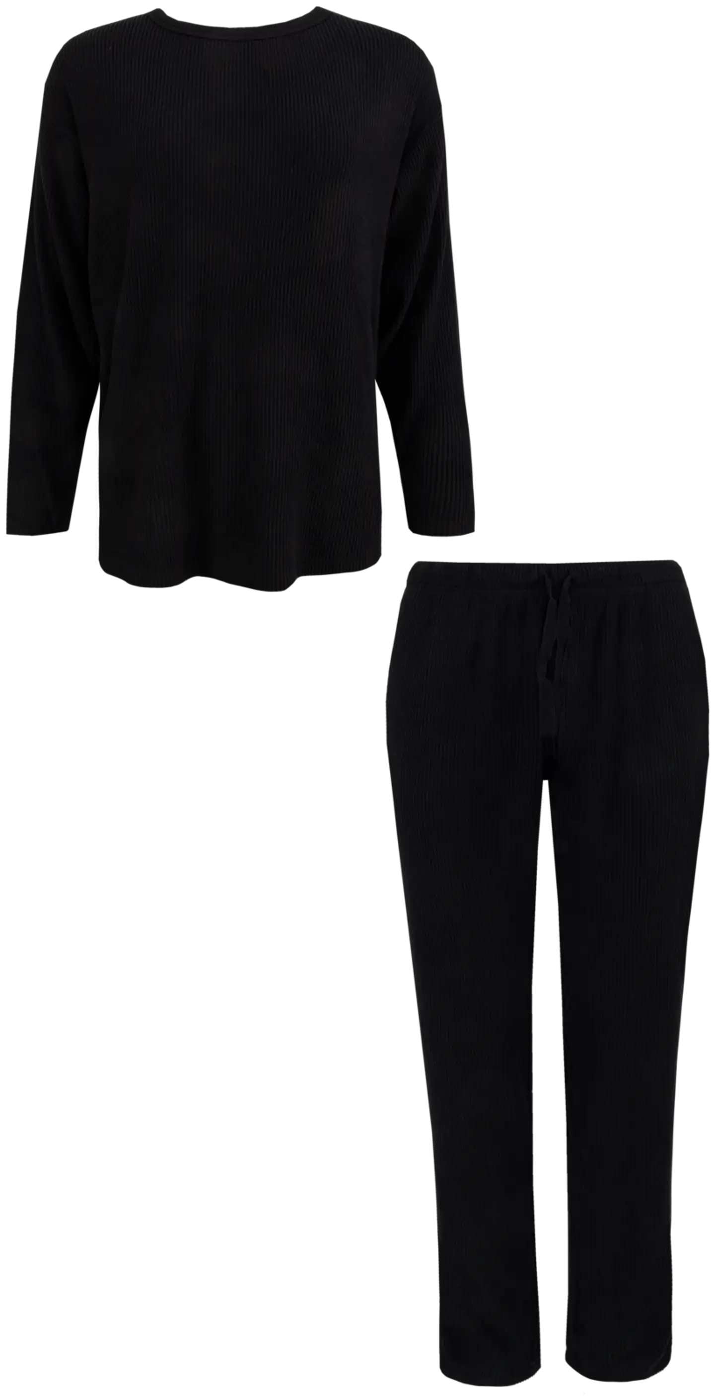 TEX naisten ribbipyjama I993707 - BLACK 1 - 1