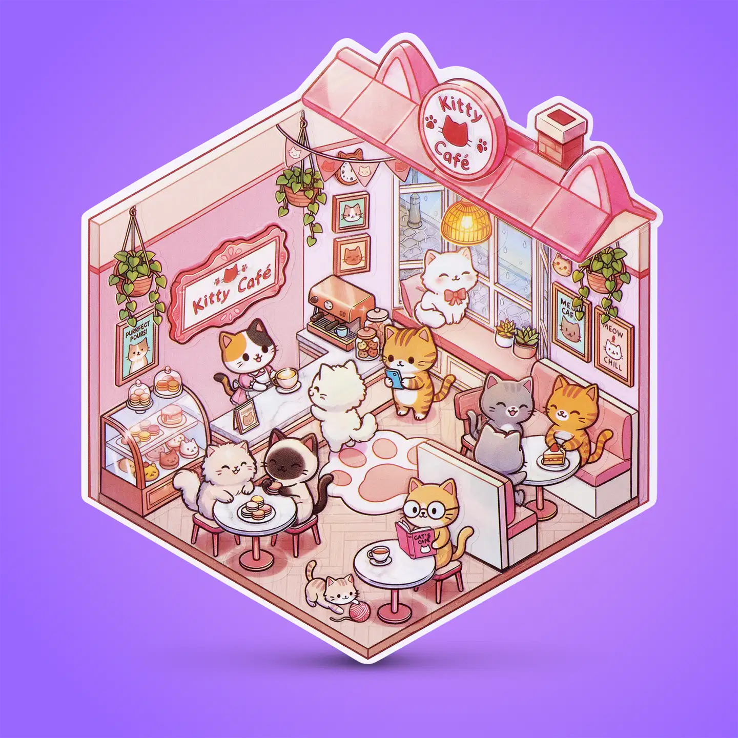 STICKER THERAPY tarra-askartelusetti Kawaii Kitties, erilaisia - 8