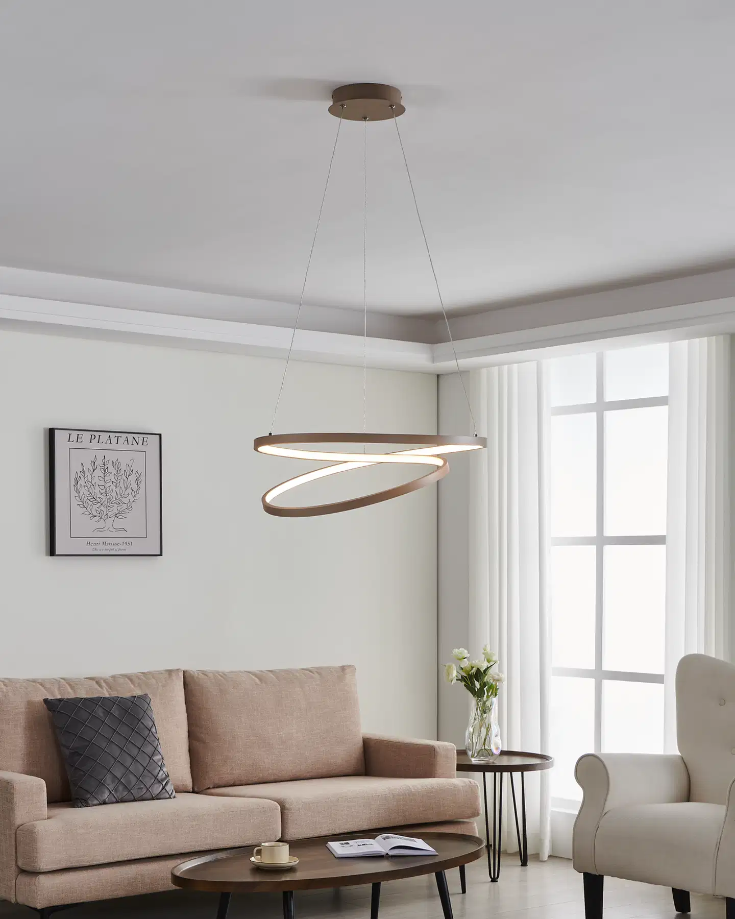 EGLO riippuvalaisin Ruotale LED 36W 55 cm hiekka - 7