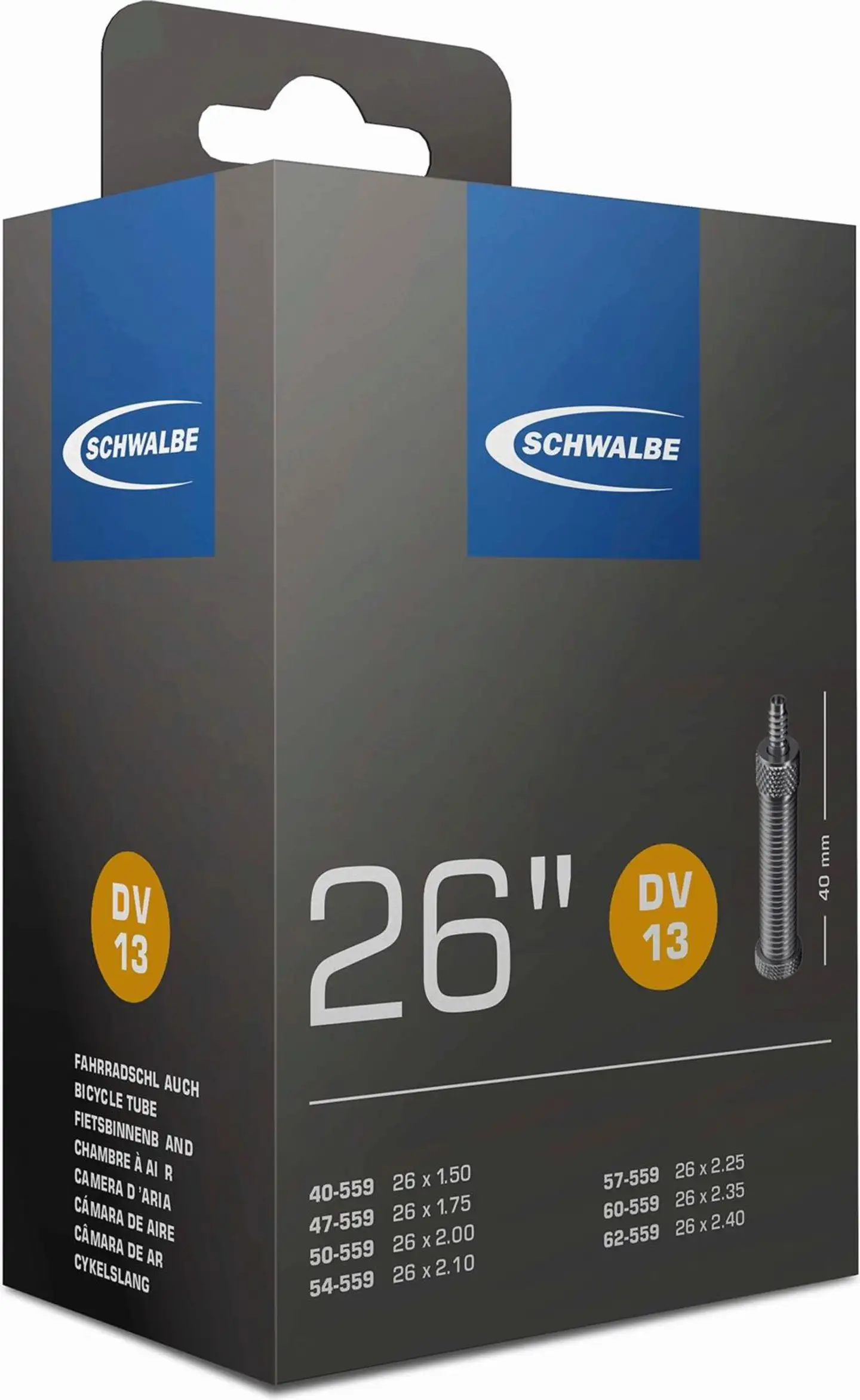 Schwalbe polkupyörän sisärengas 26" 40/62-559 dv13 40mm