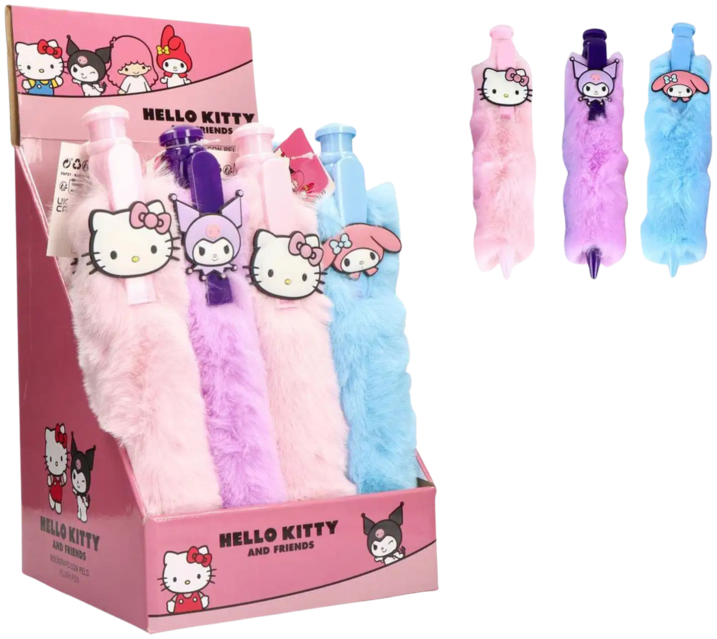 Hello Kitty&Friends plush kuulakynä, 3 eril.lajit.