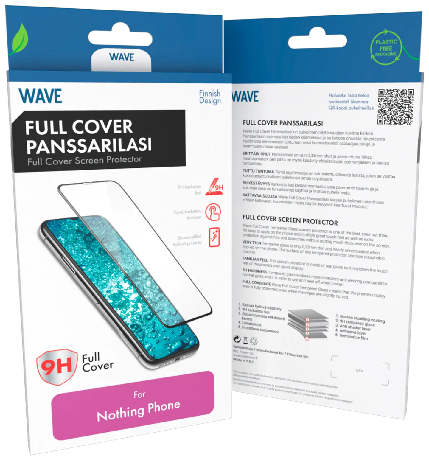 Wave Full Cover Panssarilasi, Nothing Phone (3), Musta Kehys