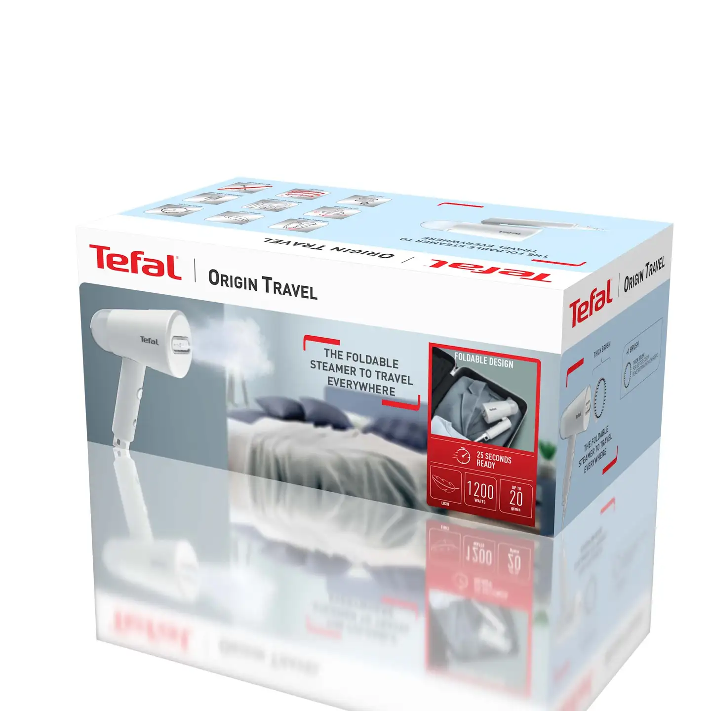 Tefal Origin Travel taittuva vaatehöyrystin harmaa DT1020E1 - 10