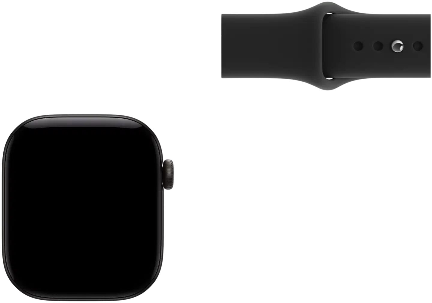 Apple Watch Series 12 GPS 46 mm:n musta alumiinikuori ja musta urheiluranneke - M/L - MJEL4QN/A - 6
