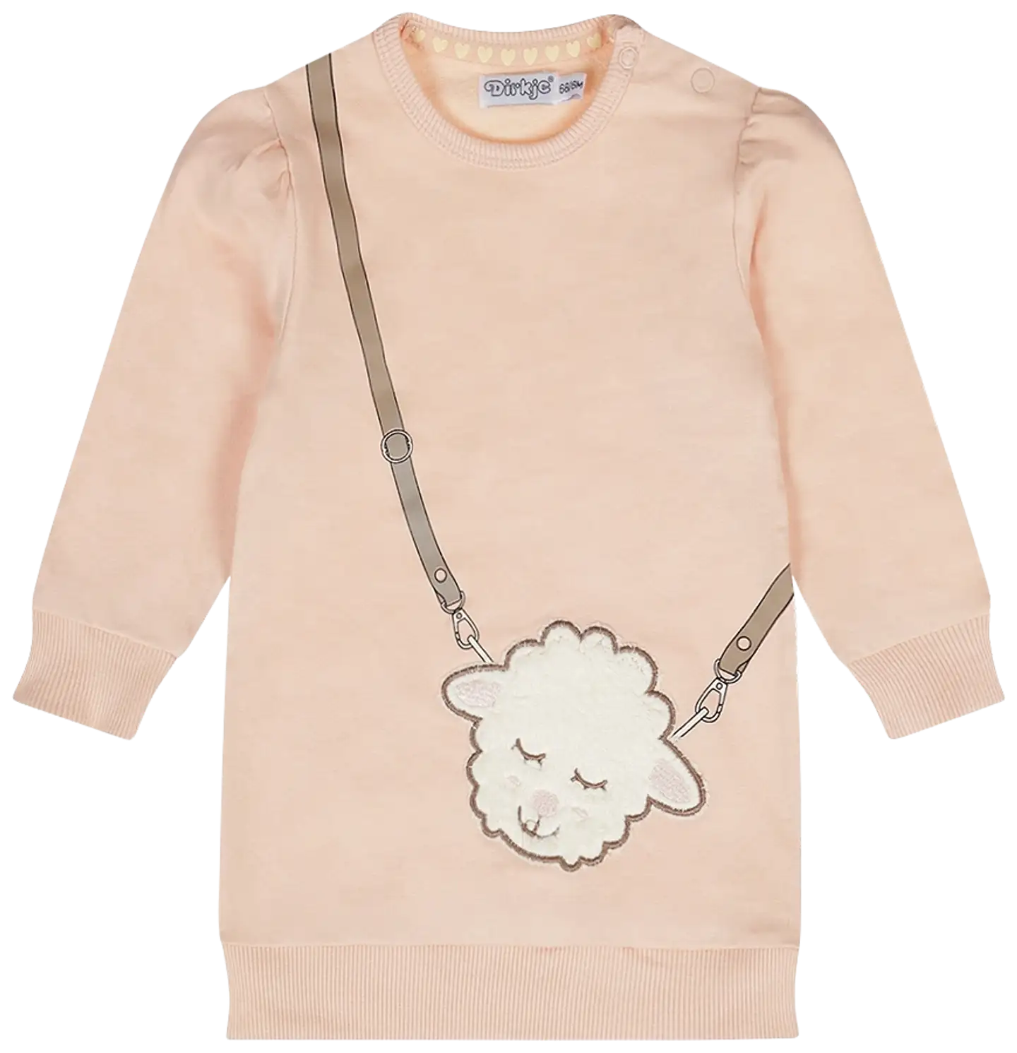 Dirkje lasten collegetunika, jossa hauska applikointi edessä O56322 - Light Pink - 1