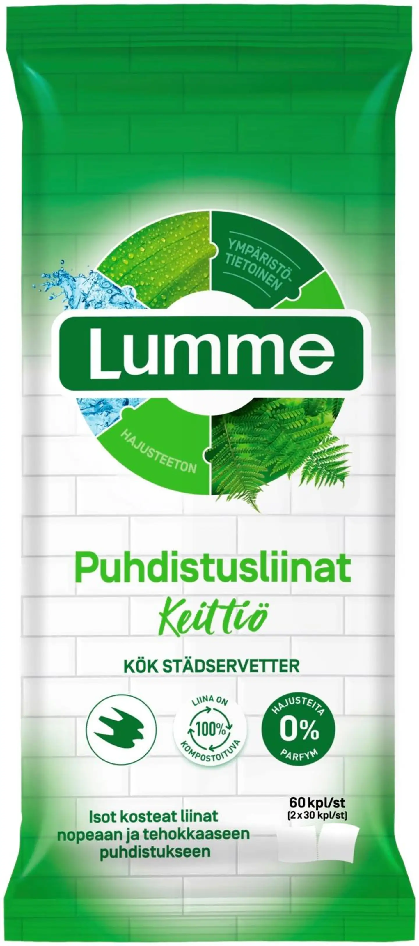 Lumme Keittiö kosteat puhdistusliinat 60kpl (2x30kpl)