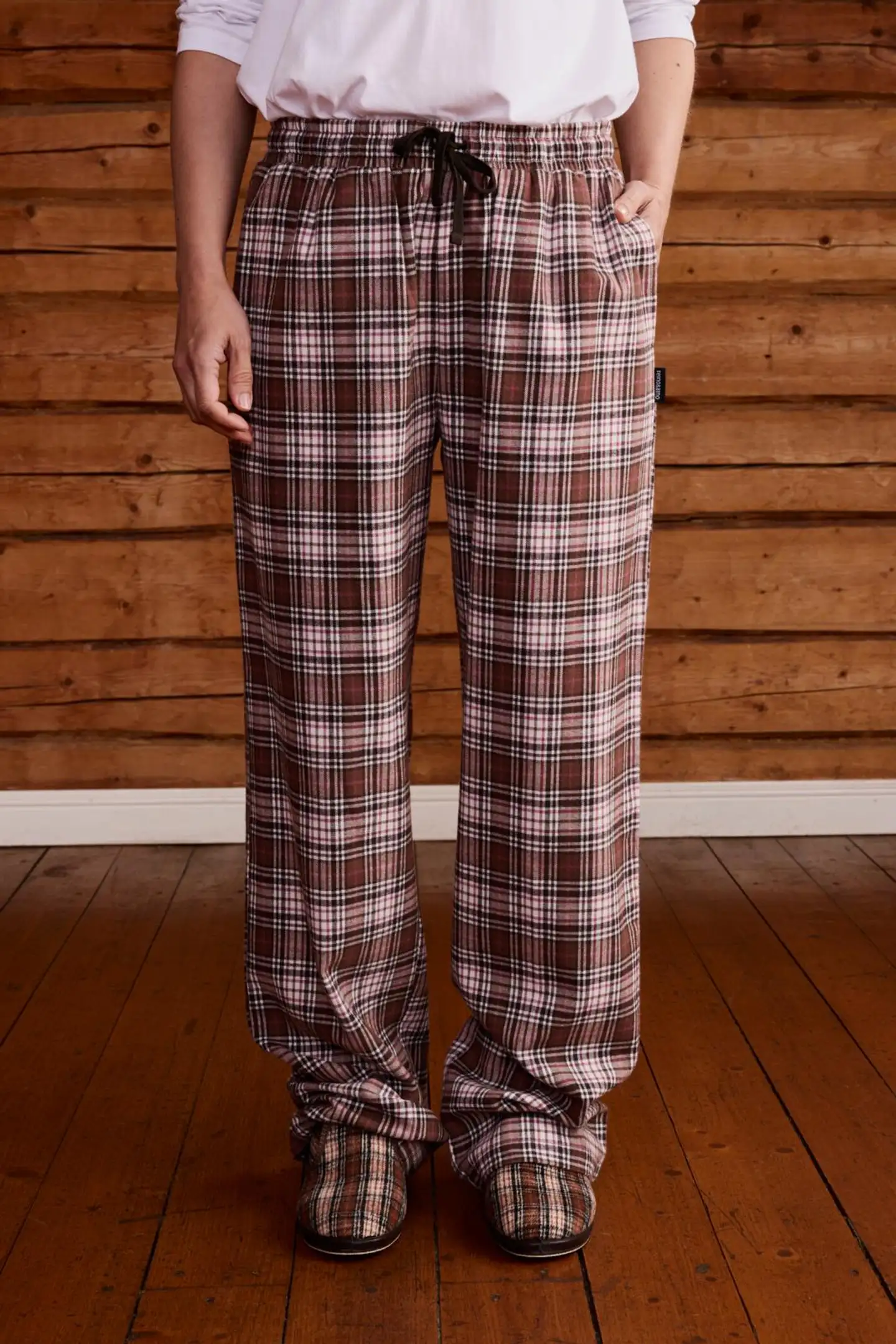 Reino&Aino naisten flanellipyjamahousut Aino - Brown check - 2