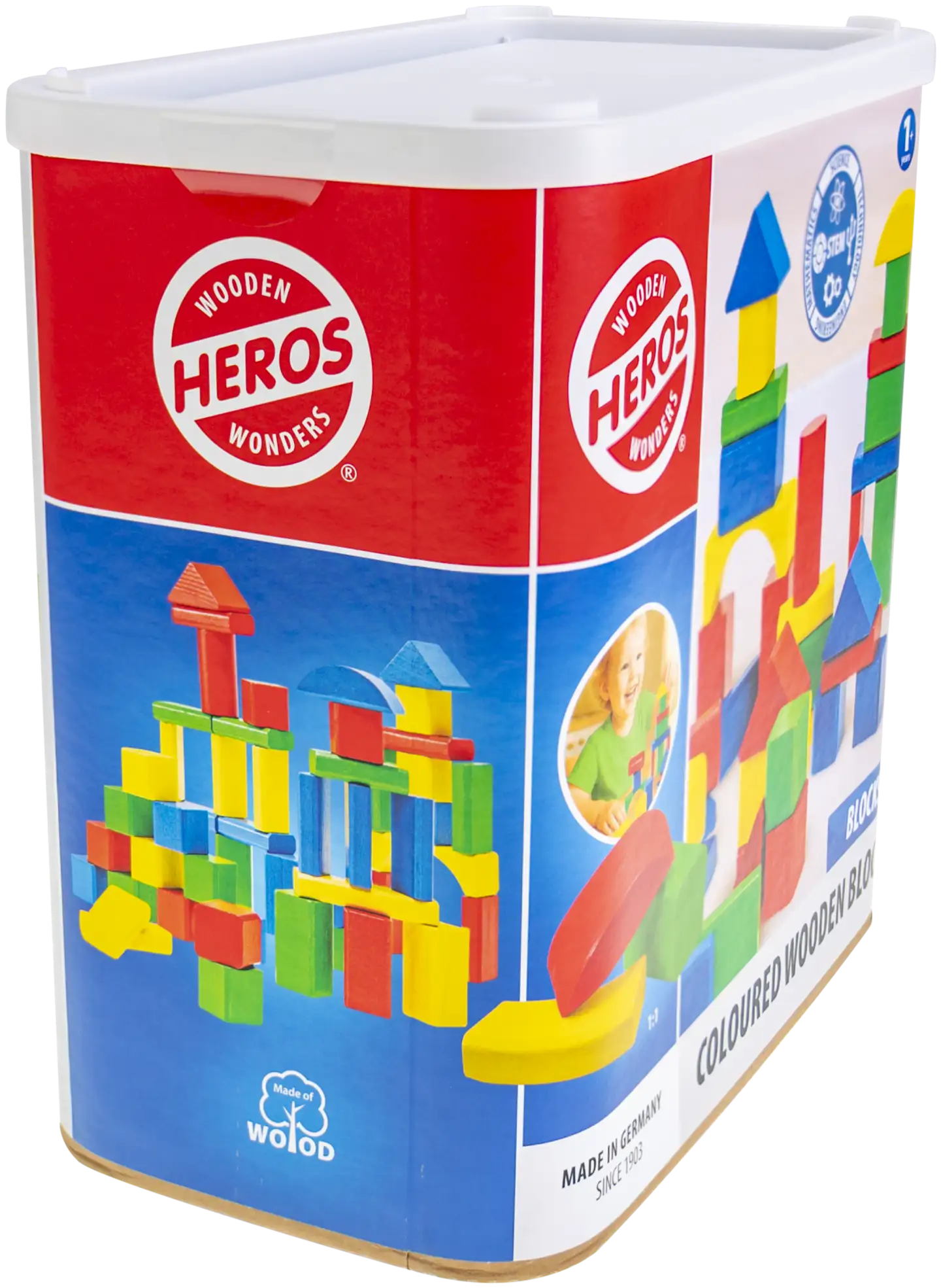 Heros rakennussarja Blocks Värikkäät puiset palikat 100 osaa - 5