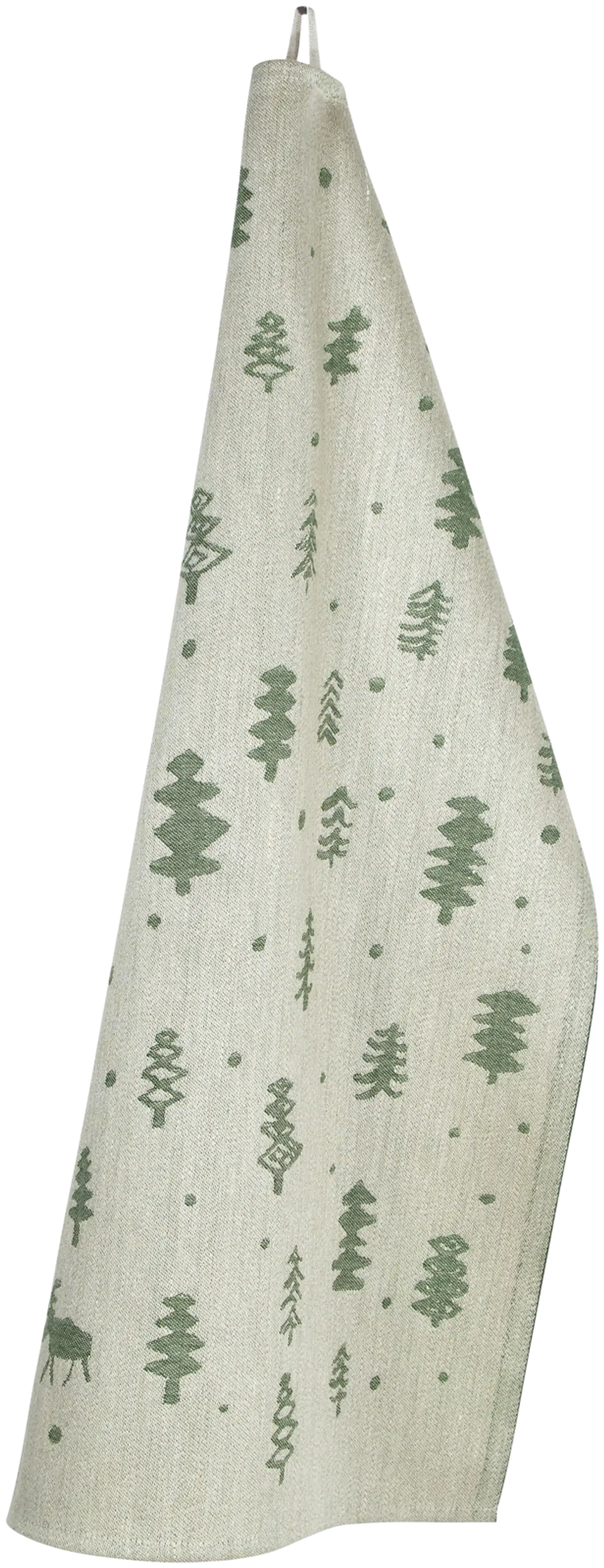 Lapuan kankurit keittiöpyyhe Poro pellavaa, vihreä/pellava - 1