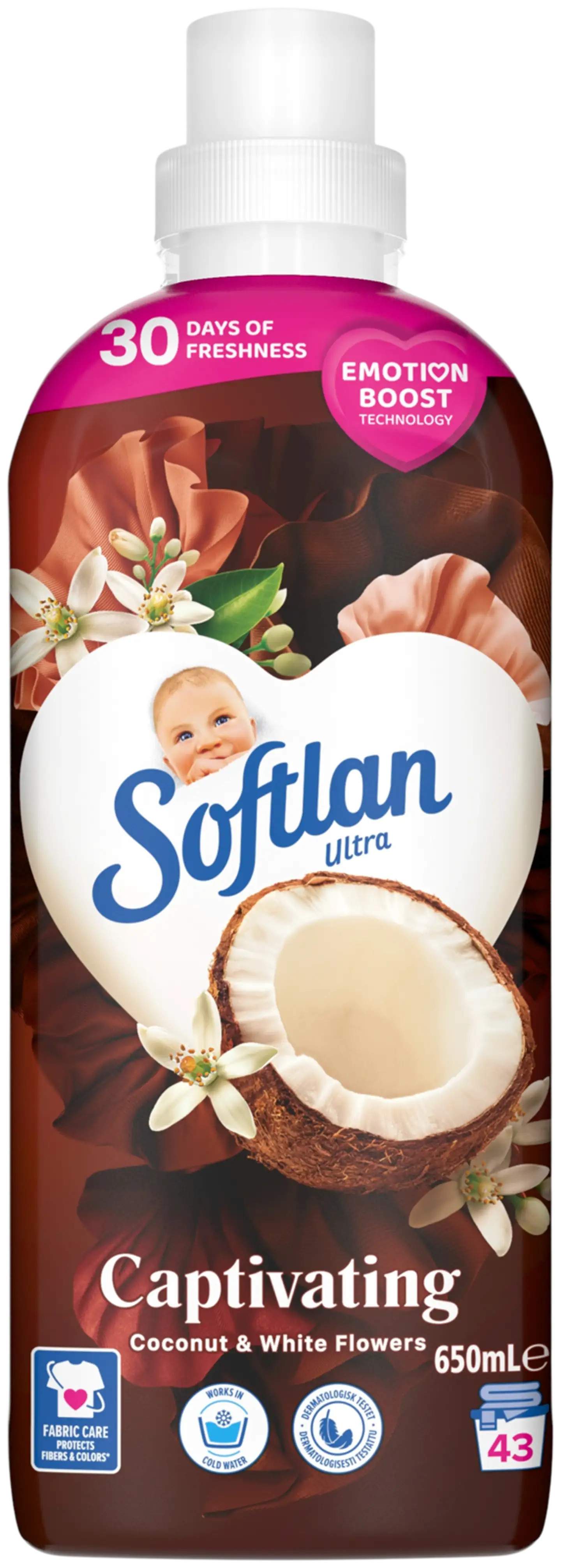 Softlan Emotions Captivating Coconut & White Flowers huuhteluaine 650ml