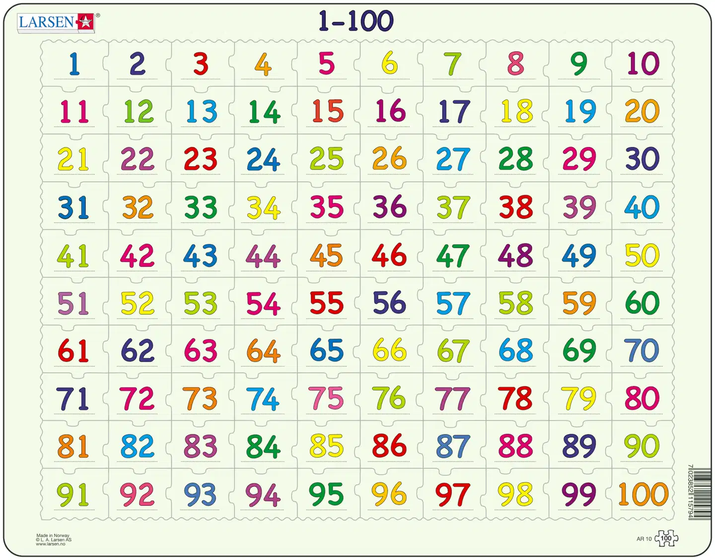 Larsen Maxi Palapeli Opi Numerot 1-100 100 palaa - 1