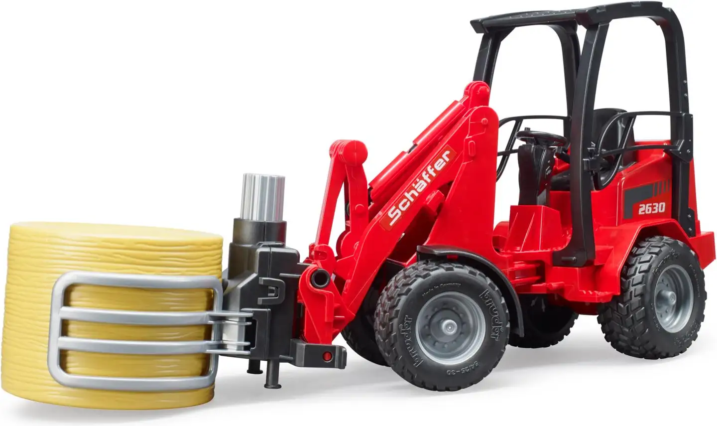 Bruder traktori Schäffer Compact loader 2630 paalipihdeillä ja 1 pyöröpaali - 4