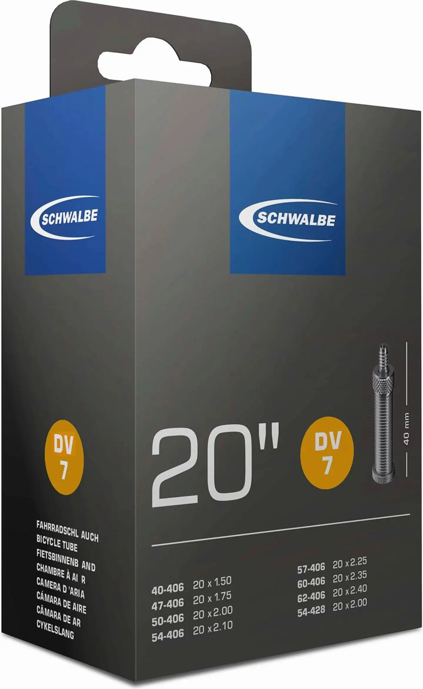 Schwalbe polkupyörän sisärengas 20 40/62-406 dv7 40mm