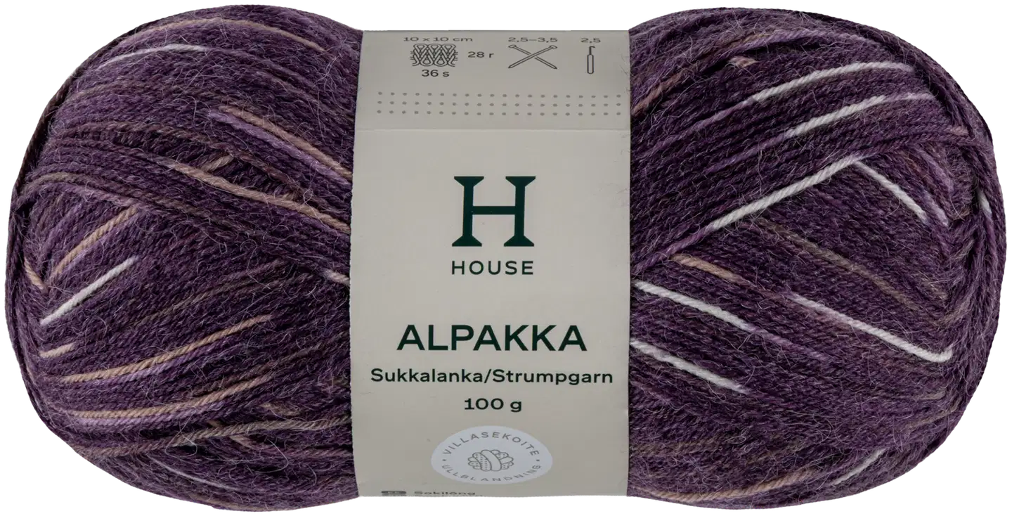 House sukkalanka Alpakka 100g CNE-1520 purple/pink/white stripes - 1