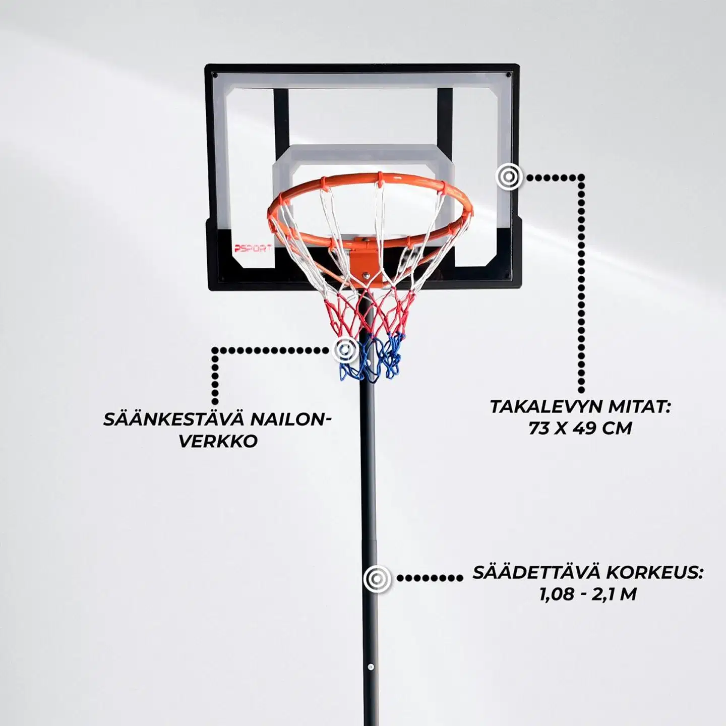 ProSport koripalloteline lapset 1.1-2.1m - 2