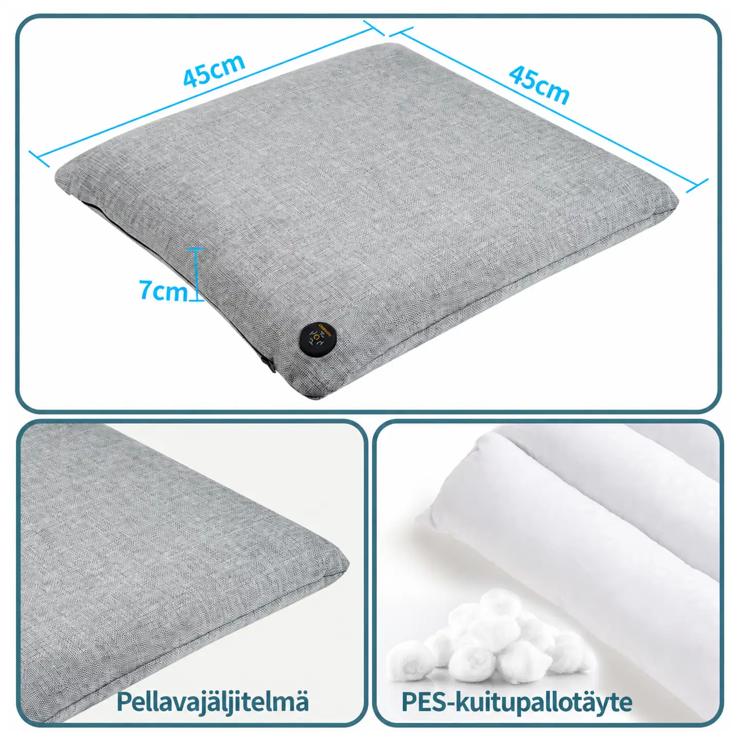 Thermrup kauko-infrapunalämmitteinen istuintyyny, USB, 3 lämpötasoa,45 × 45 cm - 2