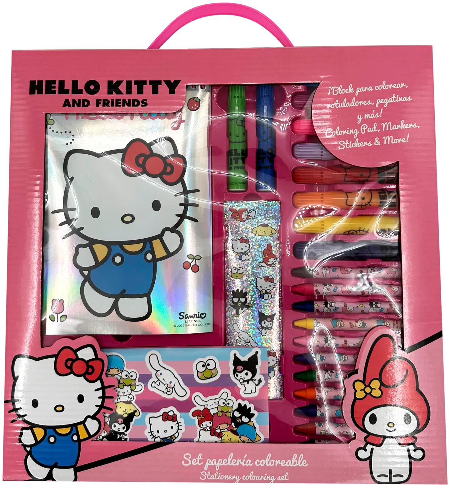 Hello Kitty & Friends askartelusetti, sis. Tusseja, vahaliituja, leimasin, tarroja & vihko