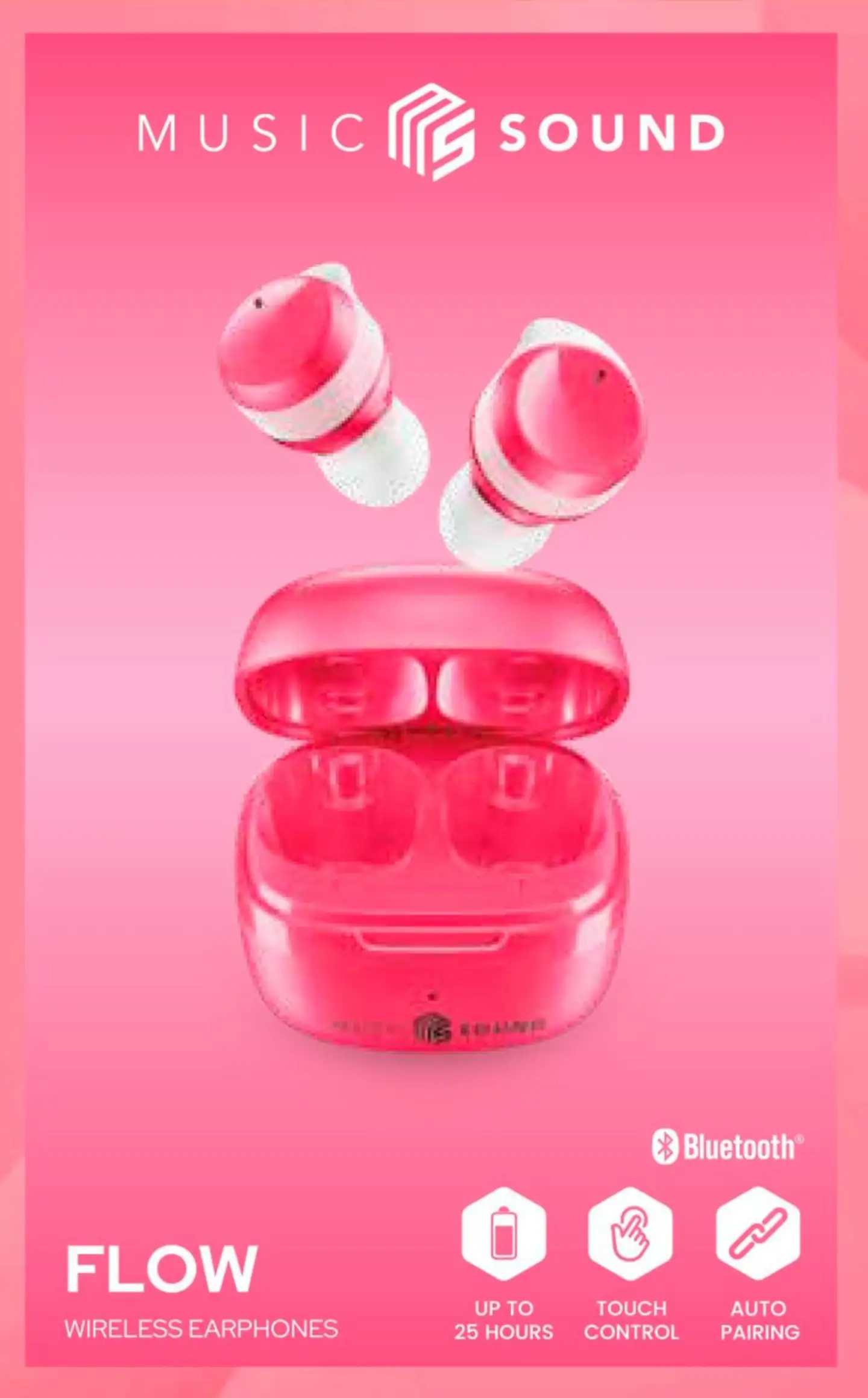 MusicSound Bluetooth nappikuulokkeet Flow pinkki - 4