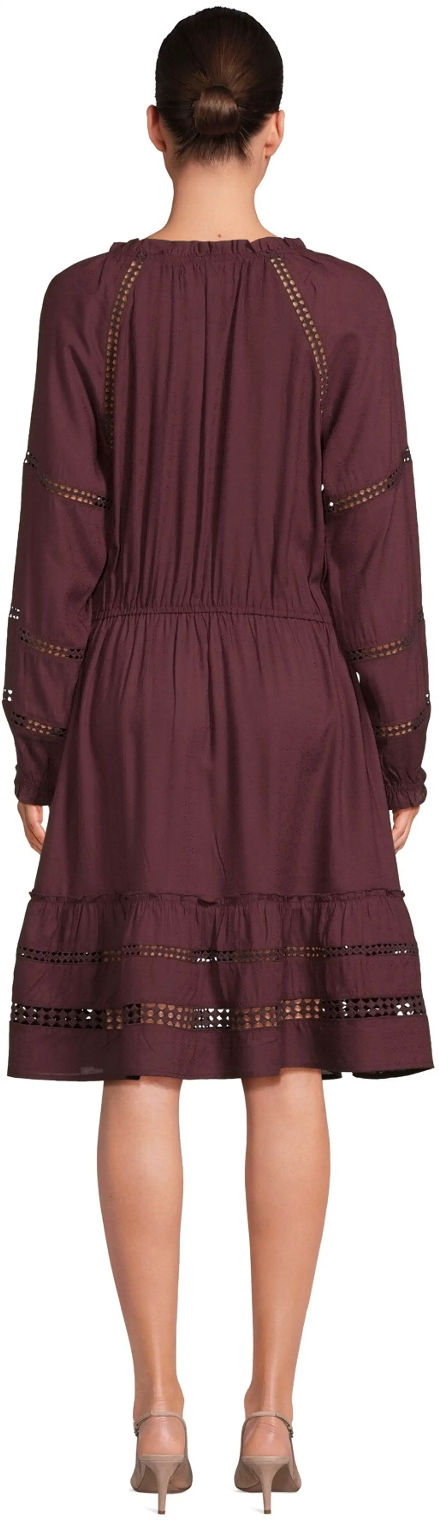 Margaux Riviera naisten lyhyt frillahelmainen mekko SOK-001B - WINE - 3
