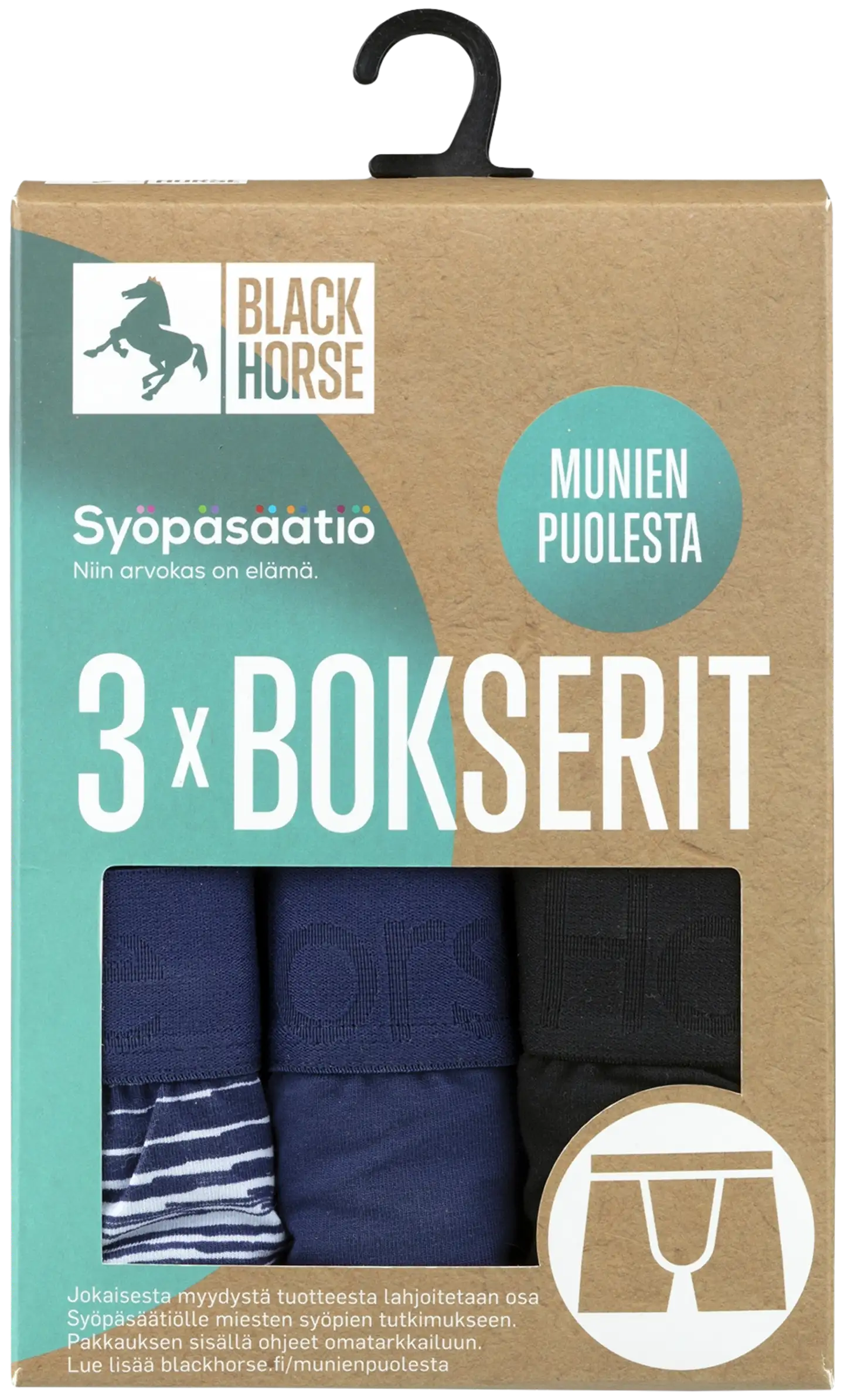 Black Horse 3-pack bokserit - Blue Afterglow - 3