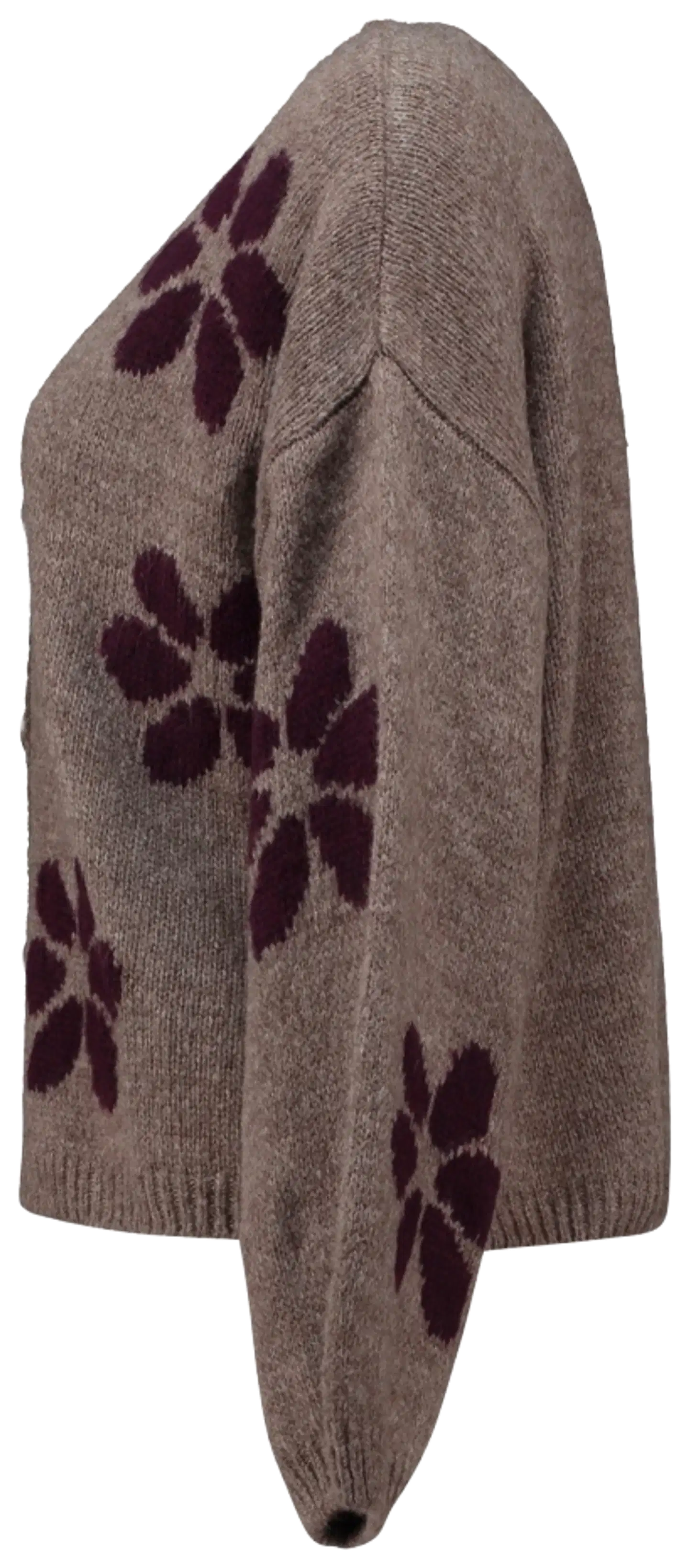 Hailys naisten neuletakki Fl44ower - fango body/dark cherry flower - 3