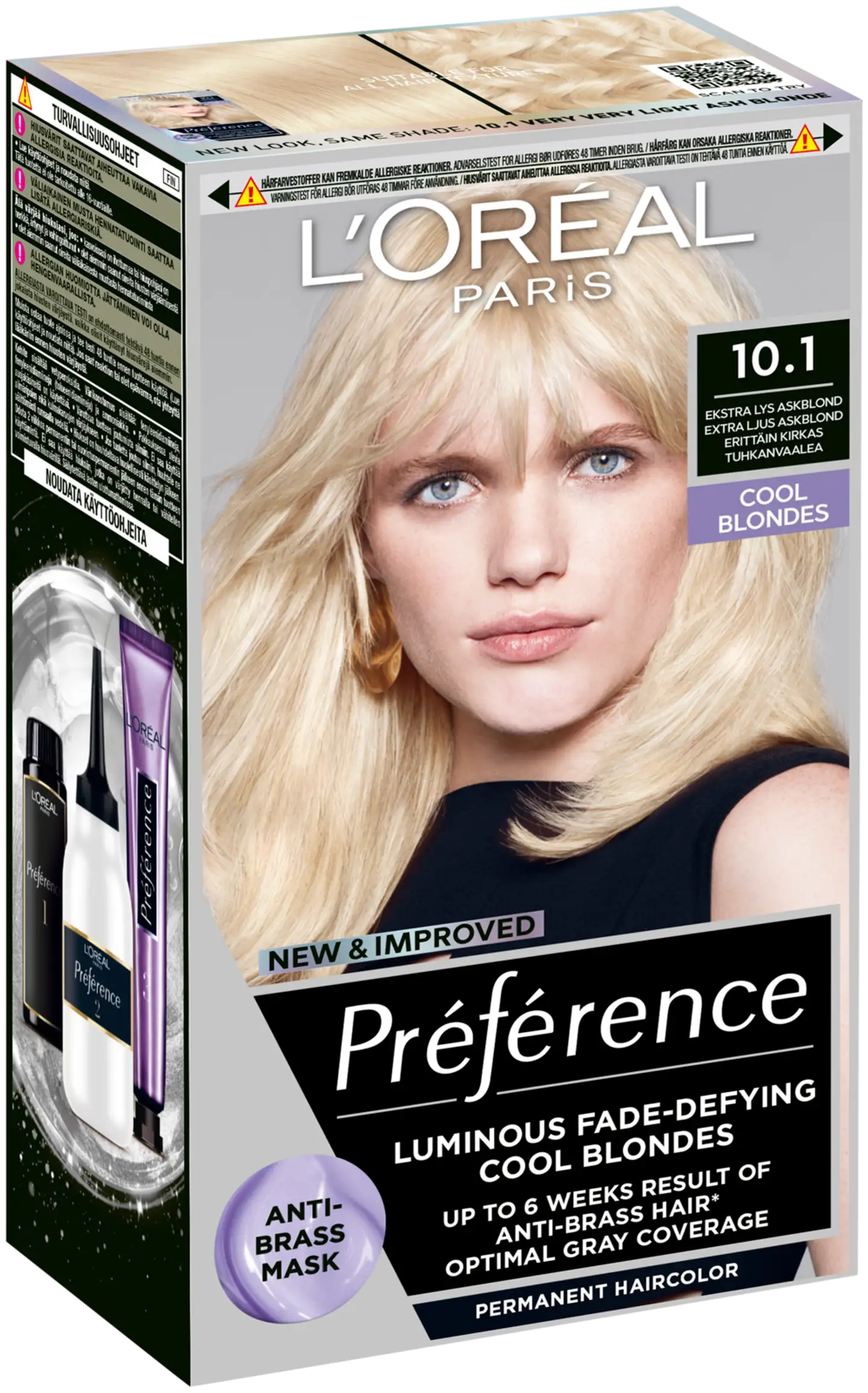 L'Oréal Paris Préférence 10.1 Helsinki Extra Light Ash Blonde Erittäin kirkas tuhkanvaalea kestoväri 1kpl - 2