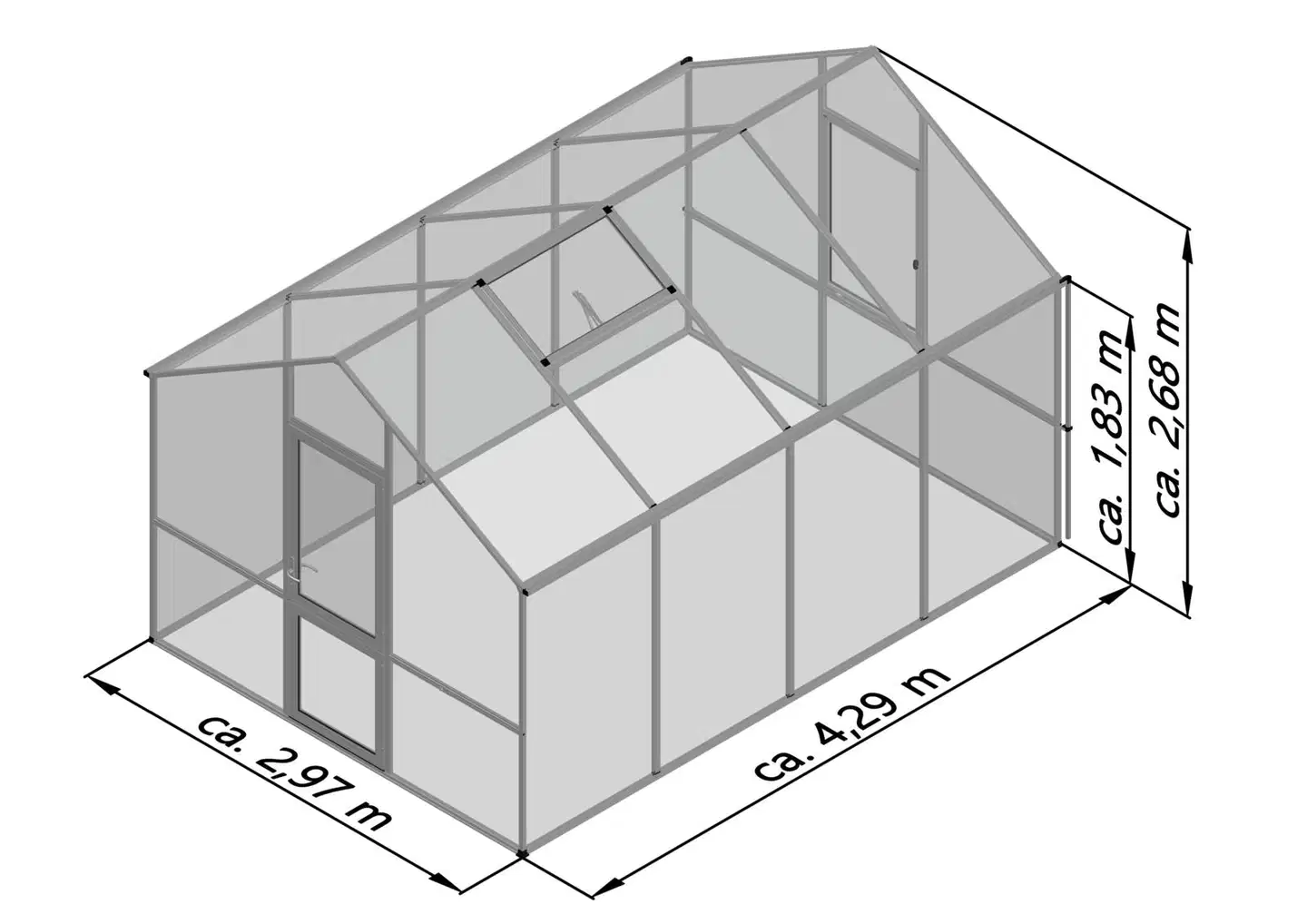 Kreative Gartentechnik kasvihuone Lilie IV 12,74 m2 antrasiitinharmaa - 2