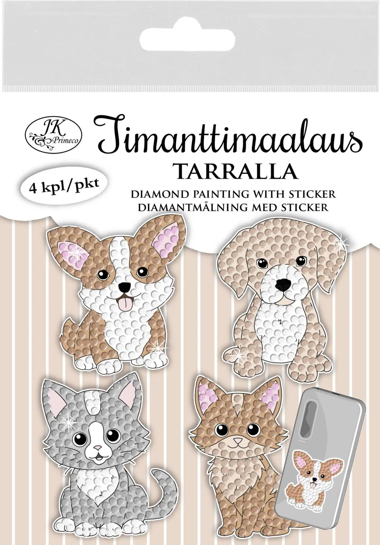 J.K. Primeco timanttimaalaustarra Kissat ja koirat 4kpl - 1