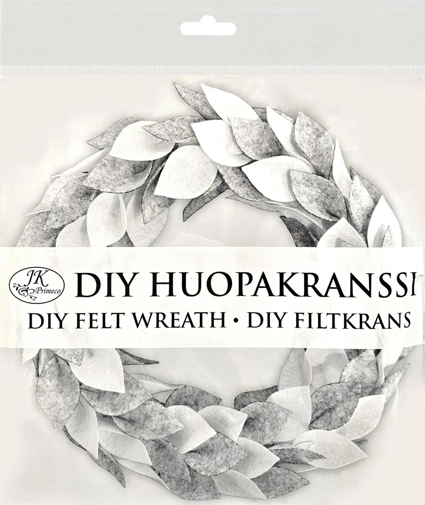 J.K. Primeco DIY-Huopakranssi valkoharmaa - 1