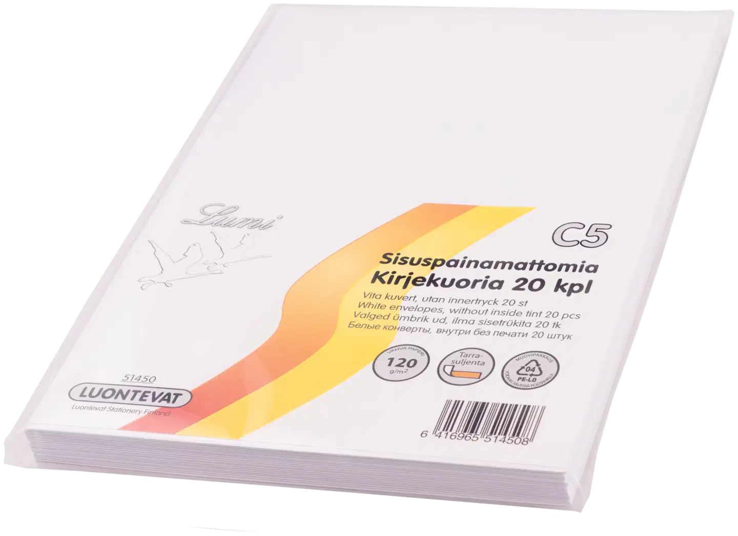 Luontevat kirjekuori Lumi C5 valkoinen tarrasuljenta 20 kpl - 2