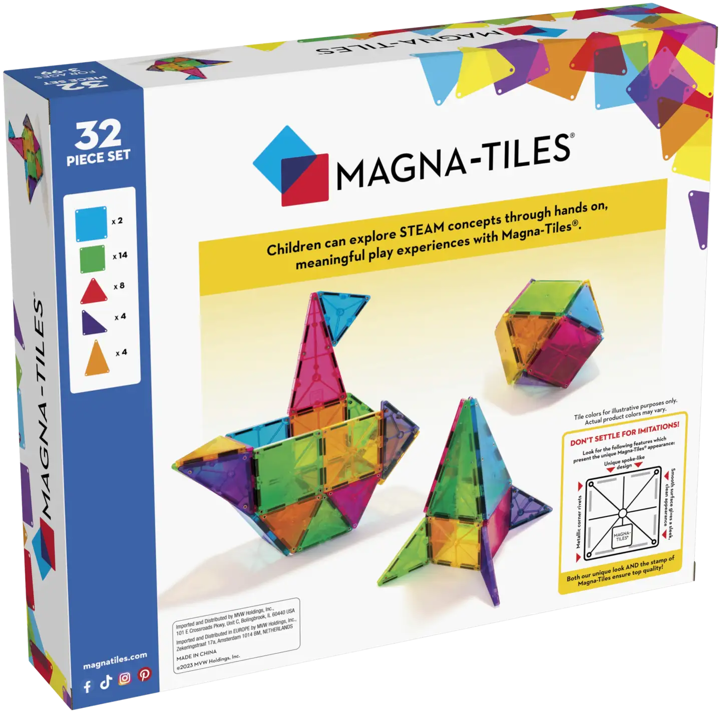MAGNA-TILES® Clear Colours 32 osaa -magneettirakennussarja - 3