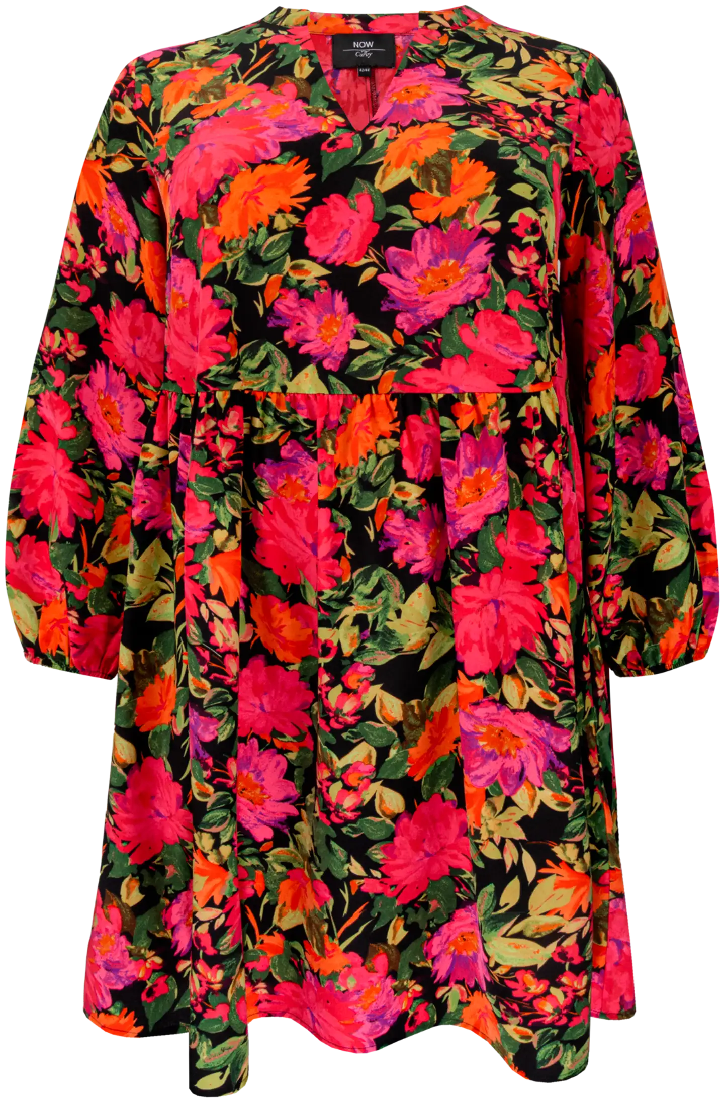 Now Curvy naisten lyhyt kuosimekko 107772, D-mitoitus - Printet pink - 1